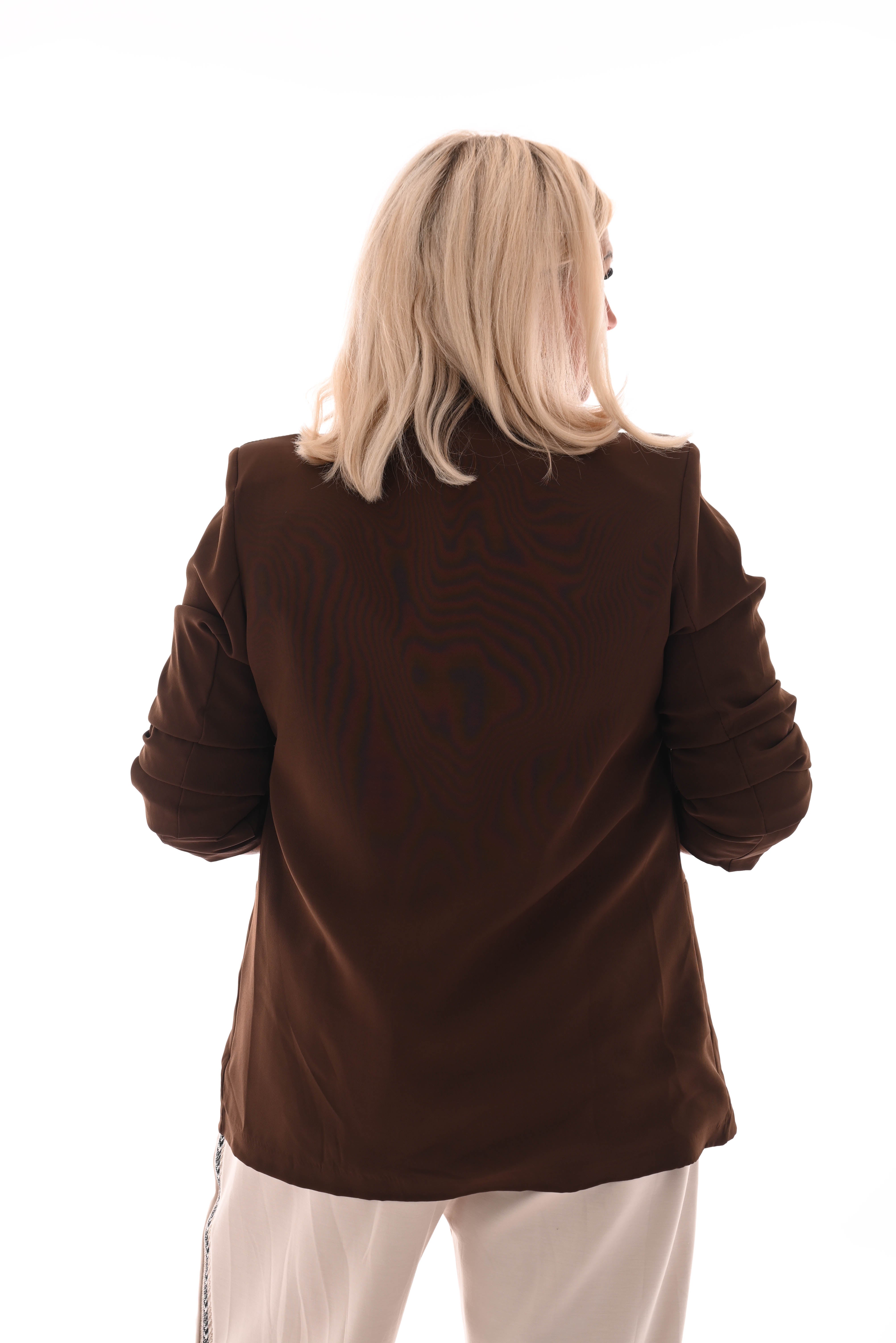 Blazer gedrapeerde mouwen bruin