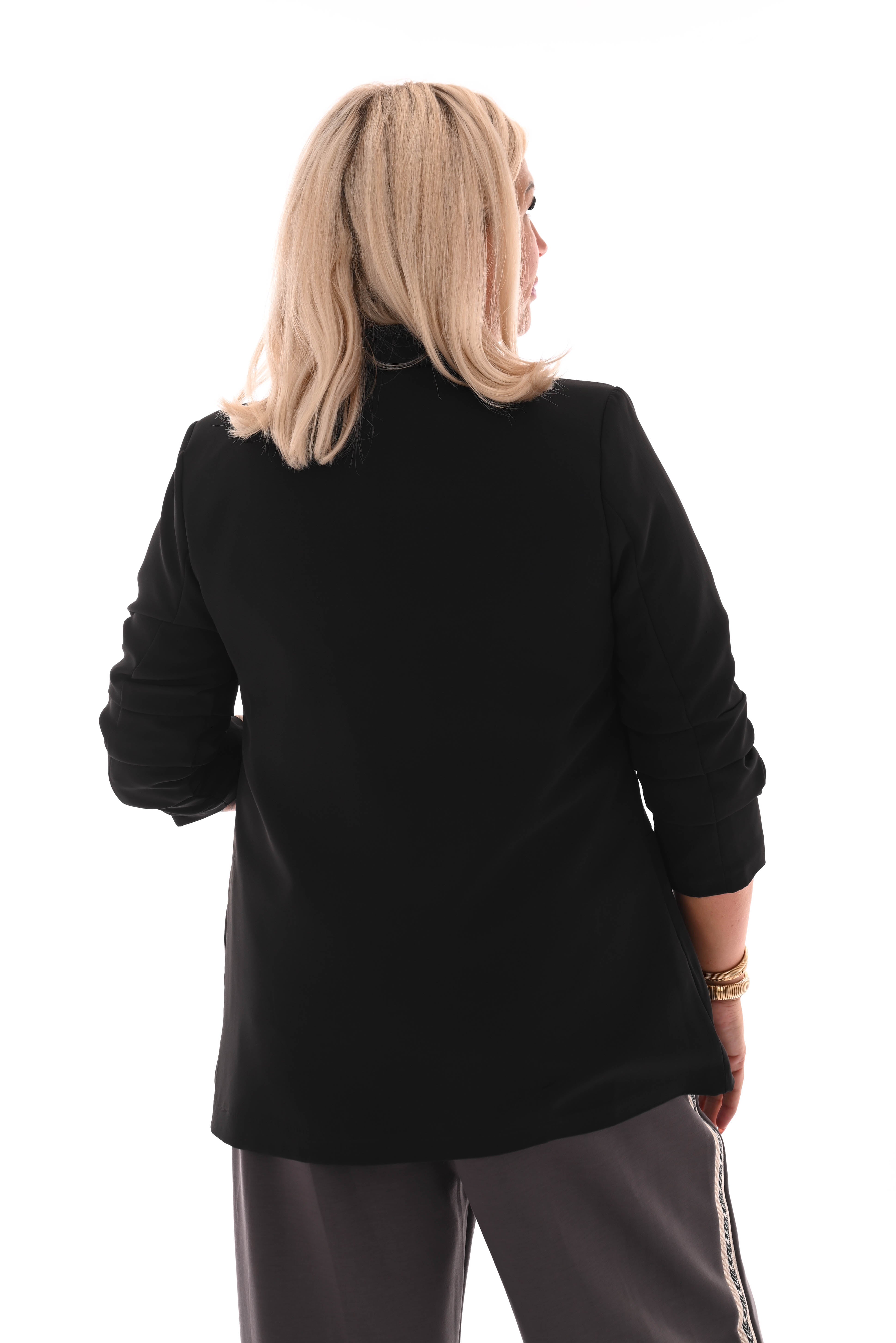 Blazer gedrapeerde mouwen zwart