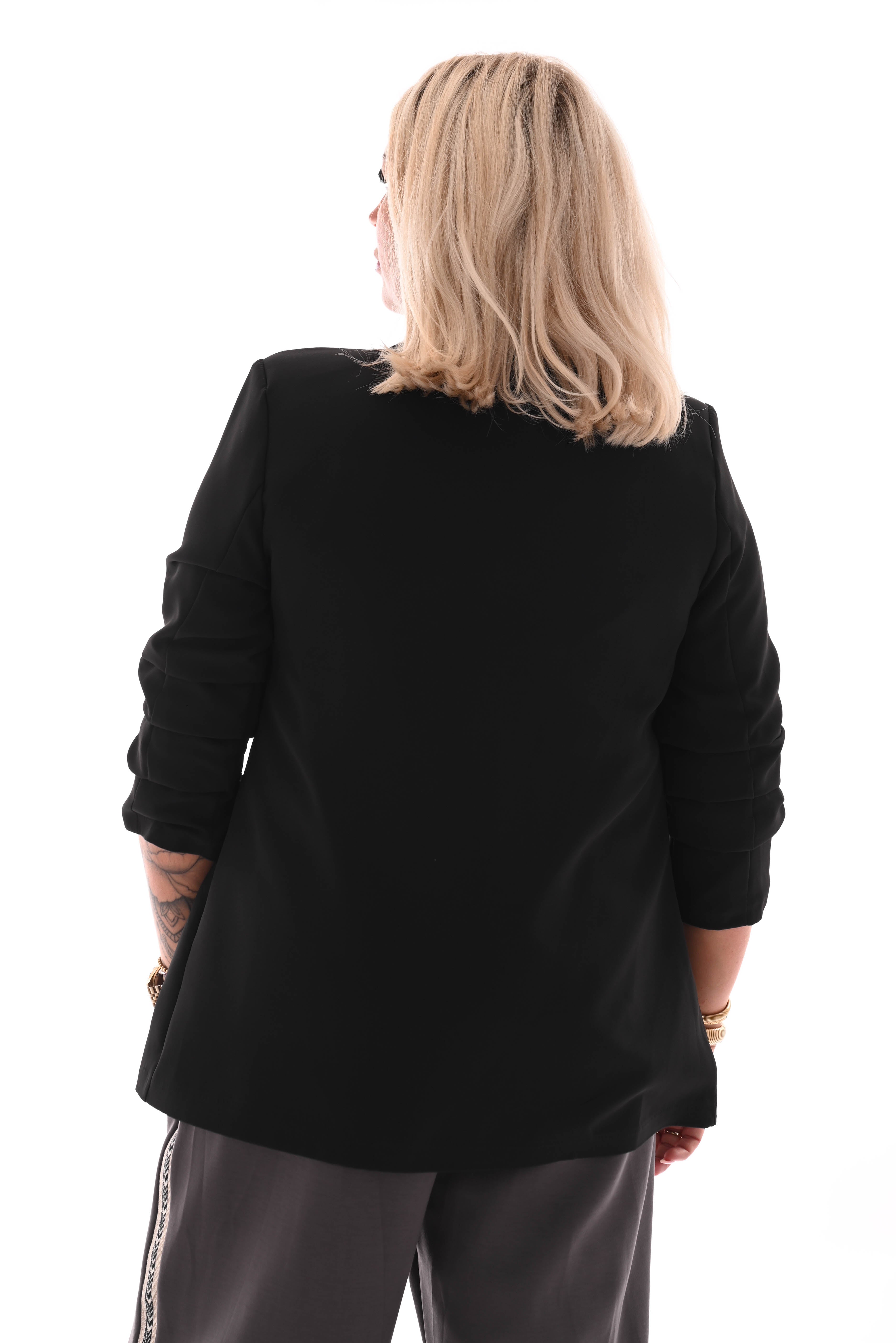 Blazer gedrapeerde mouwen zwart
