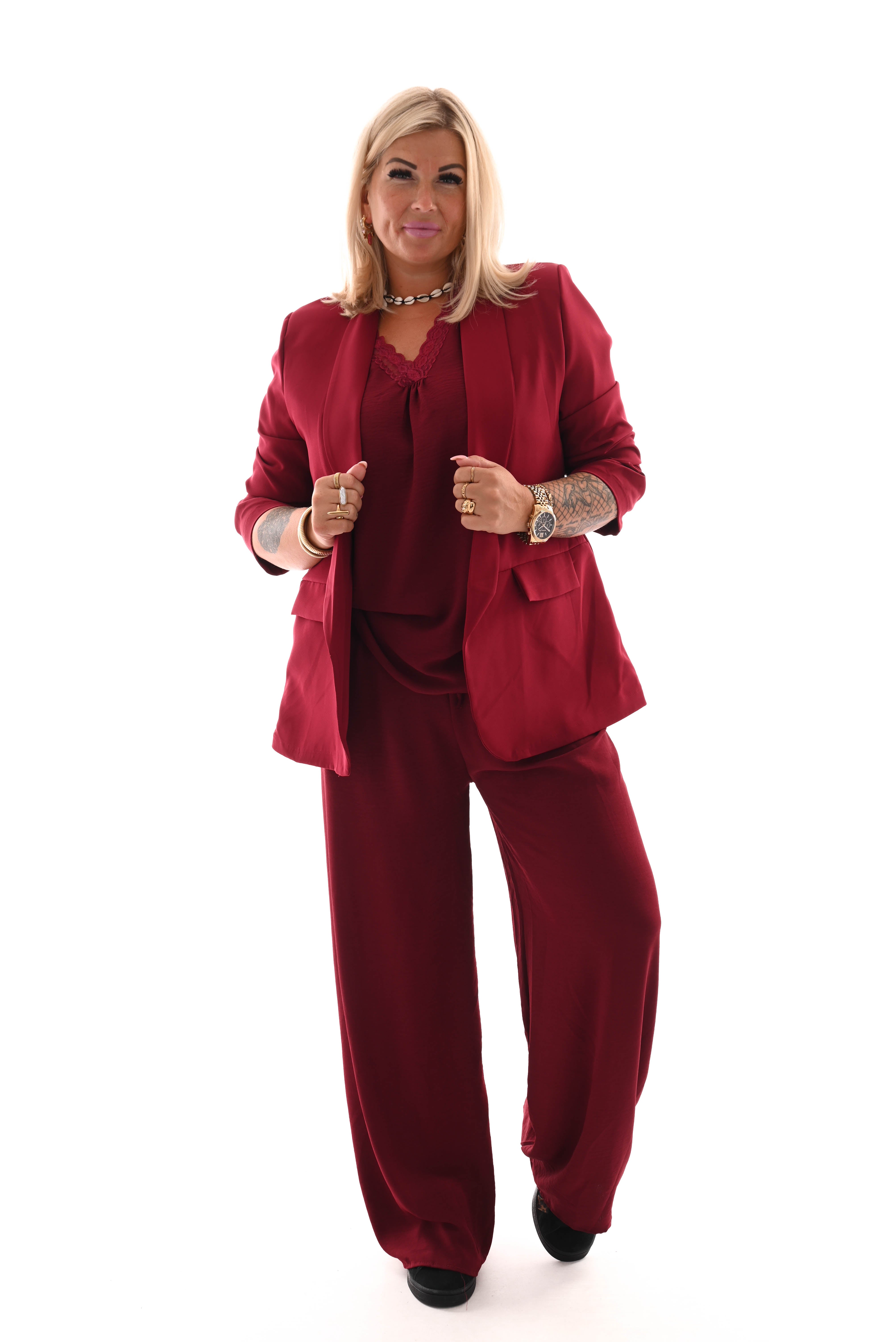 Blazer gedrapeerde mouwen bordeaux