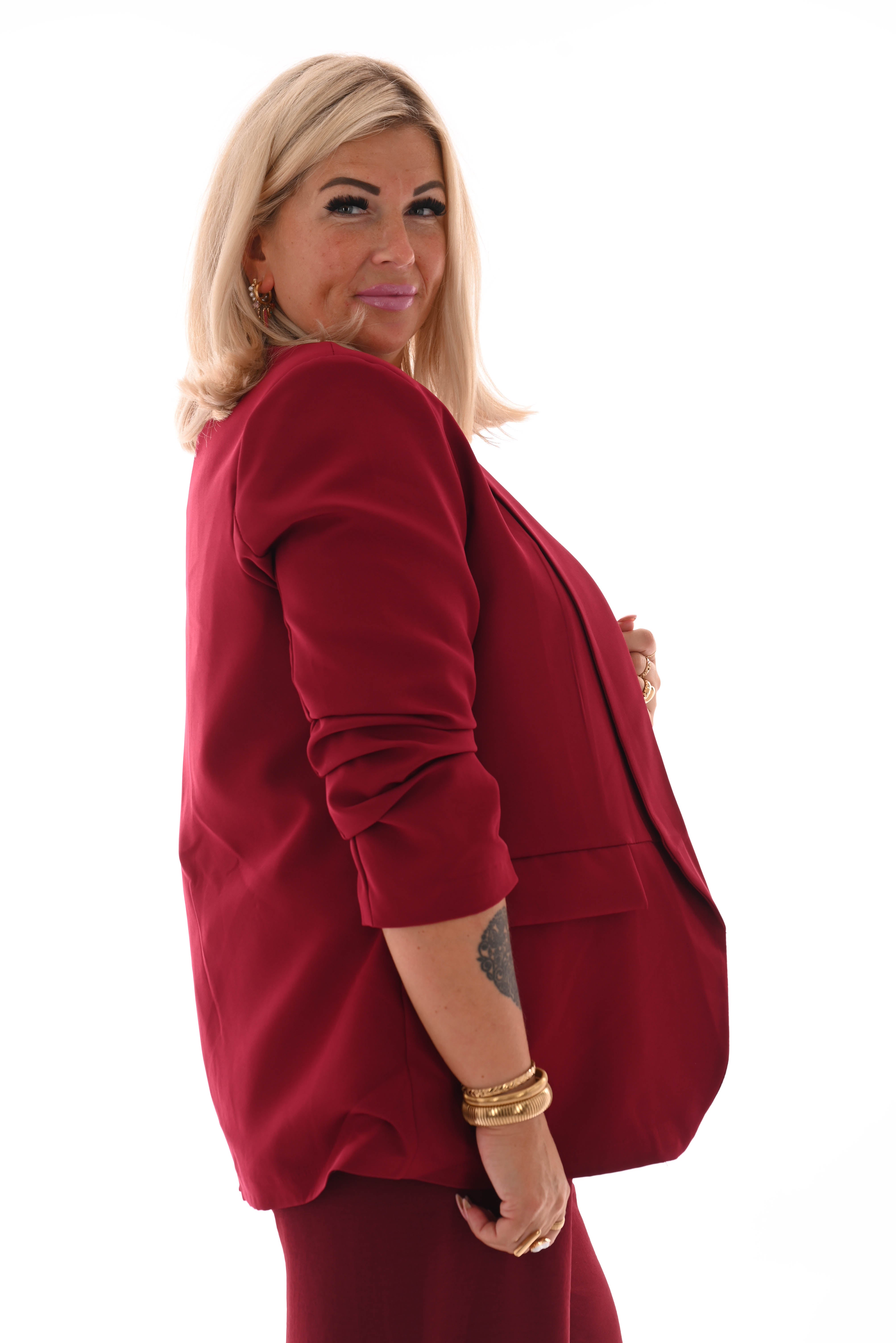 Blazer gedrapeerde mouwen bordeaux