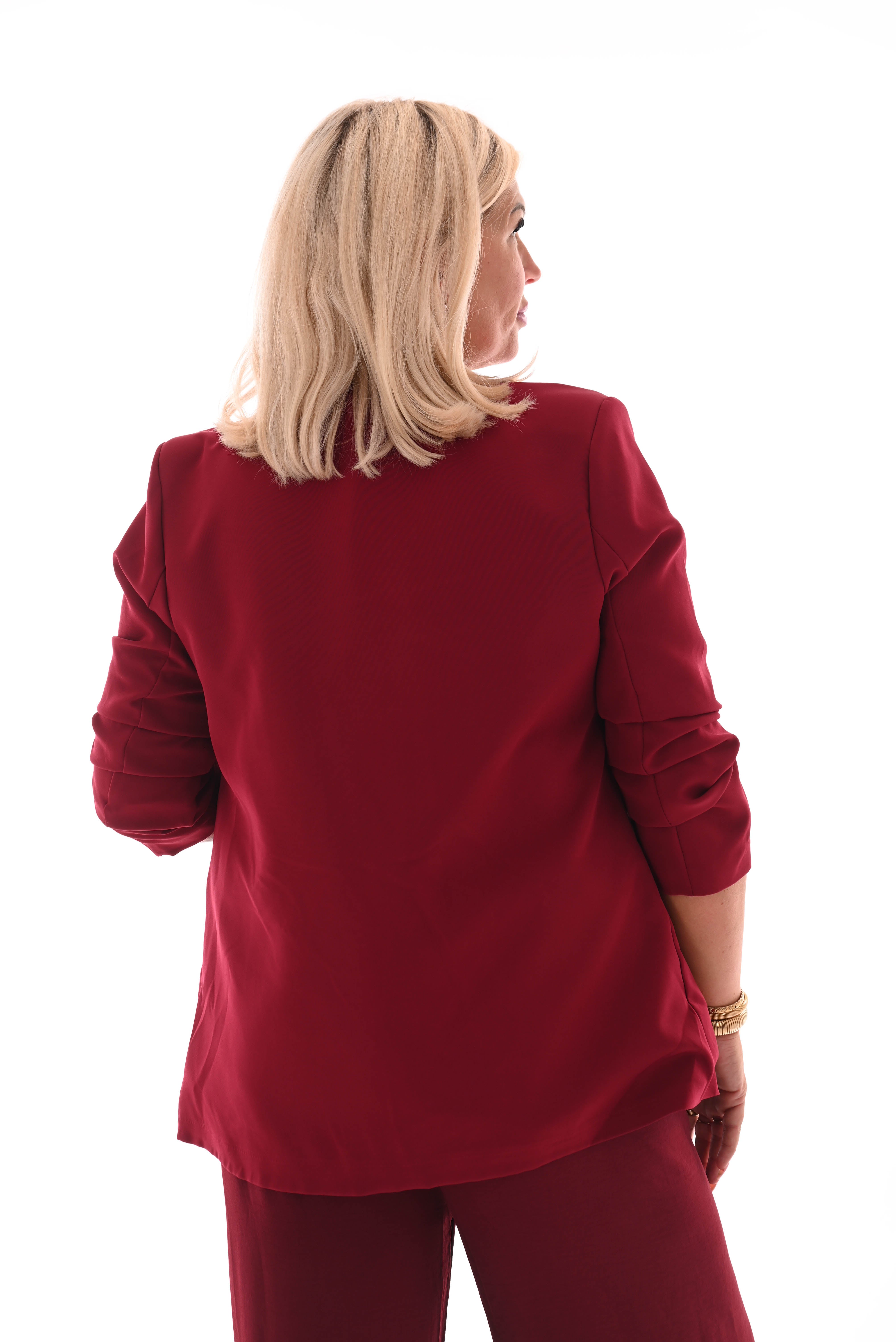 Blazer gedrapeerde mouwen bordeaux