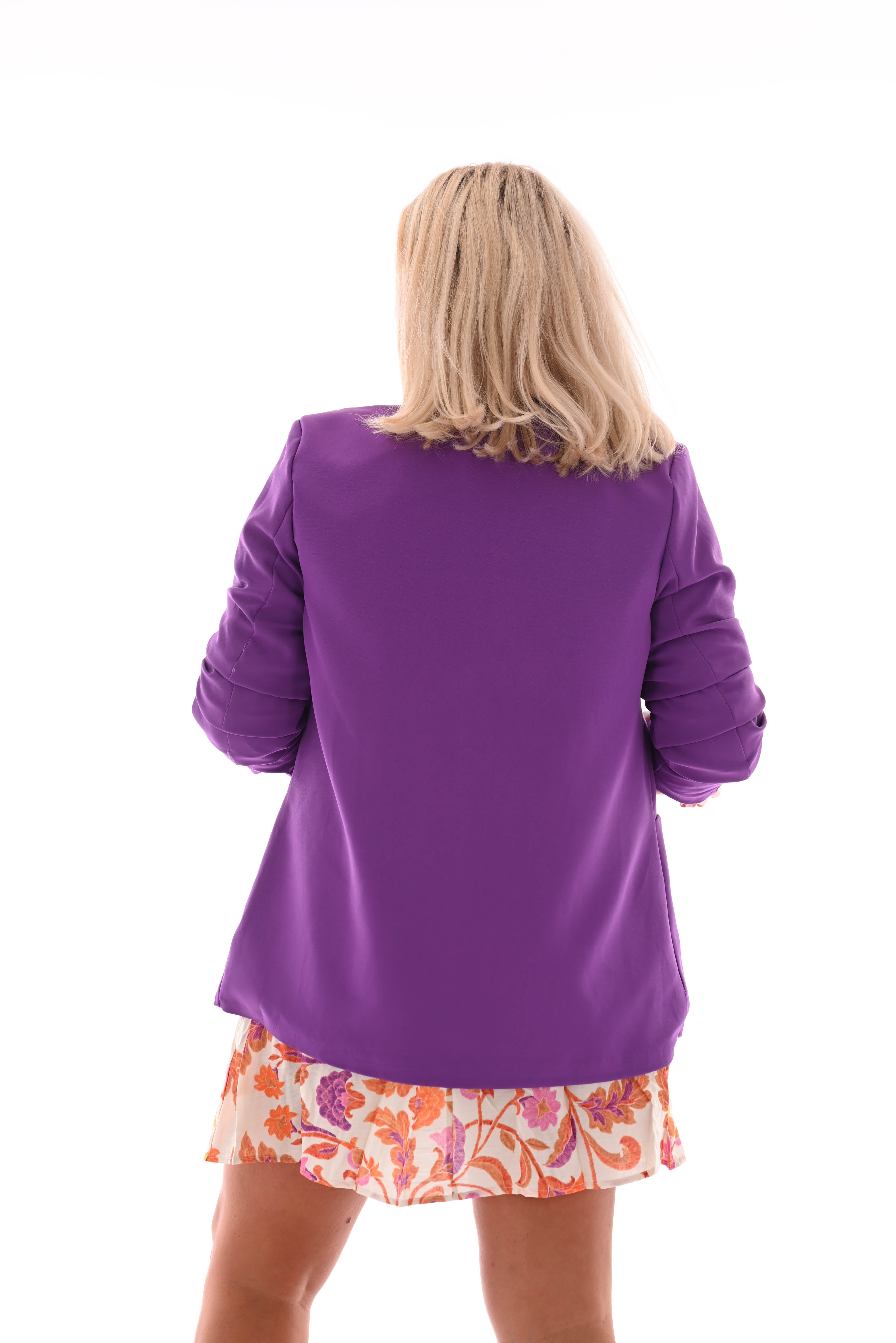 Blazer gedrapeerde mouwen paars