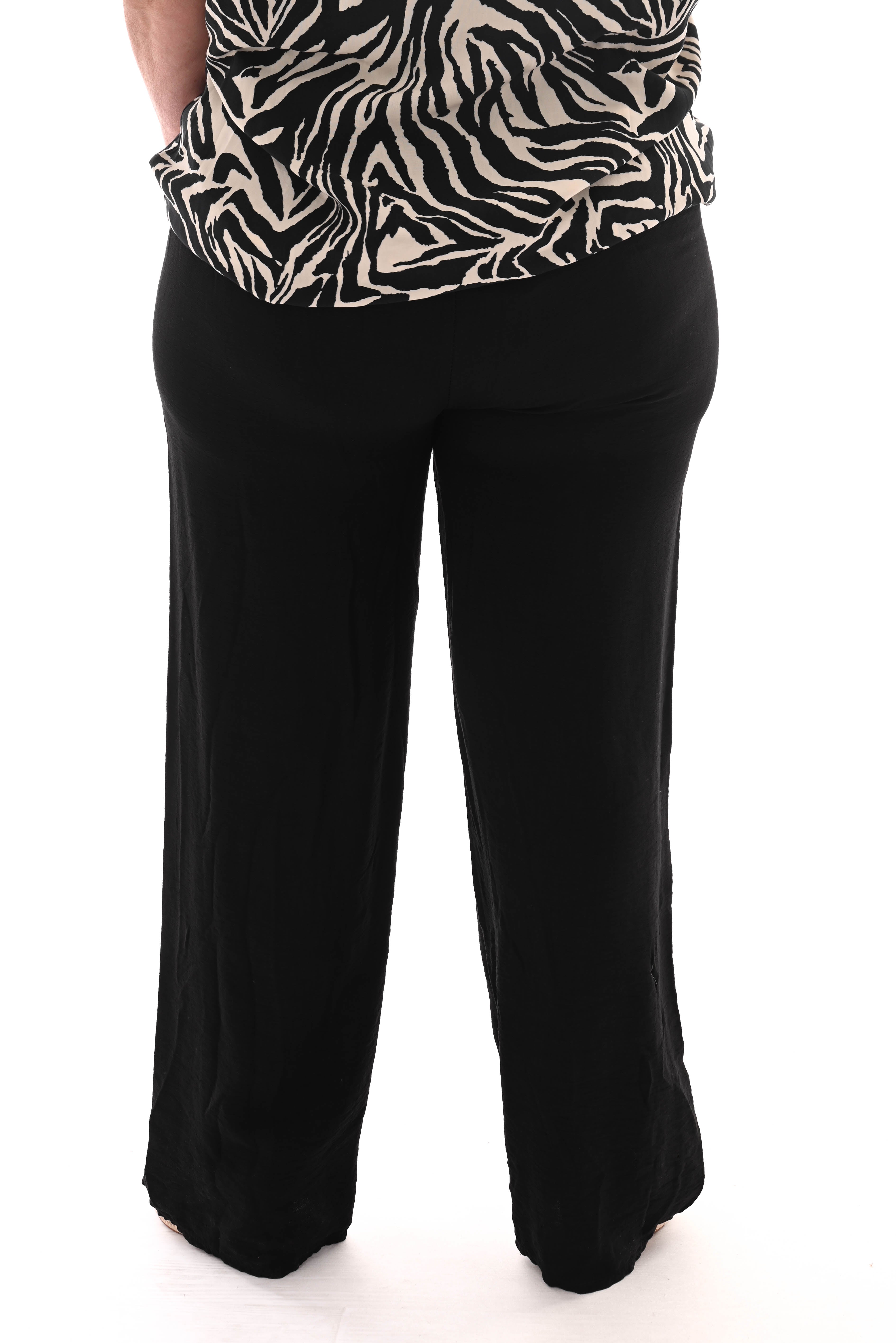 Wijde broek viscose zwart