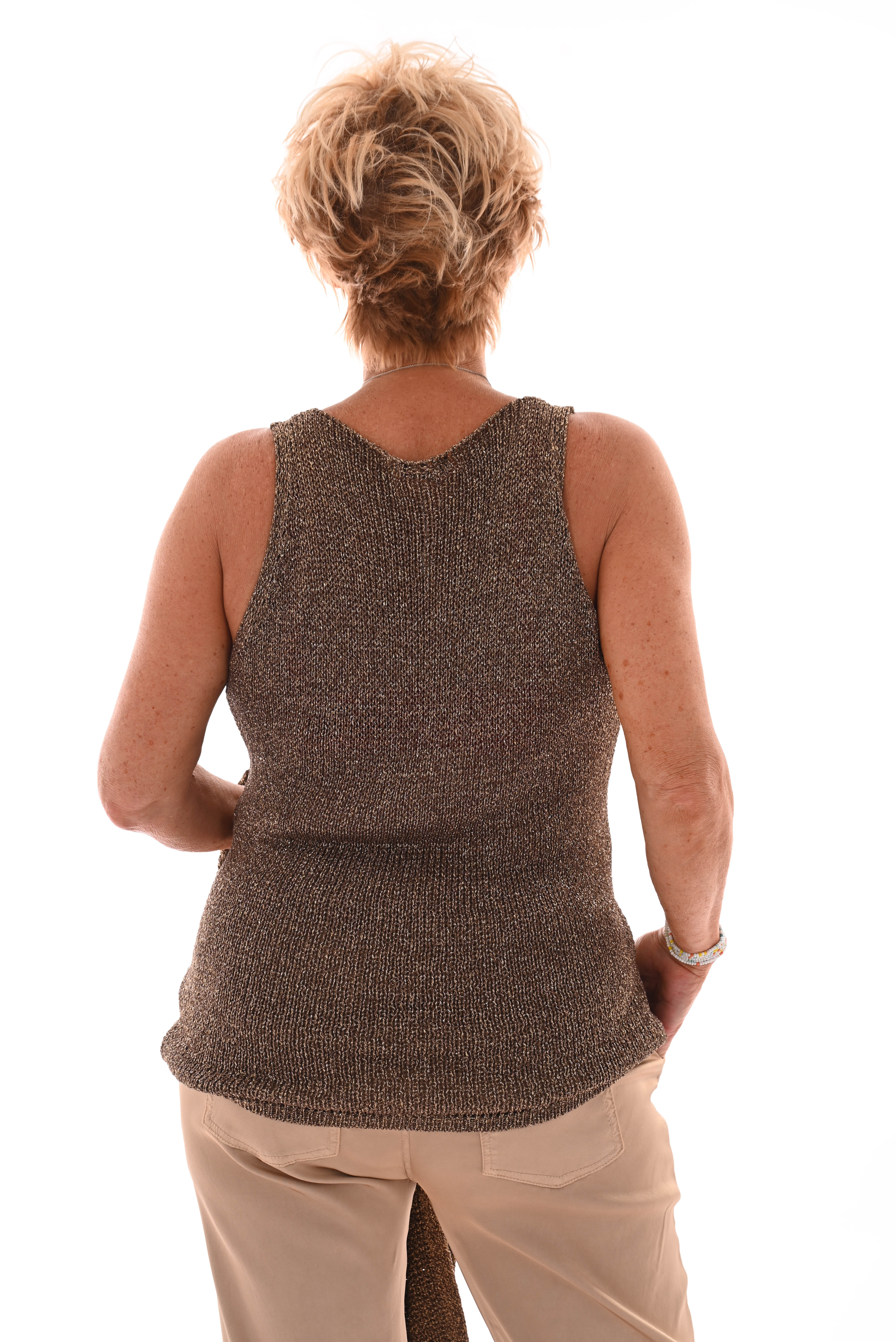 Top v-hals lurex goud