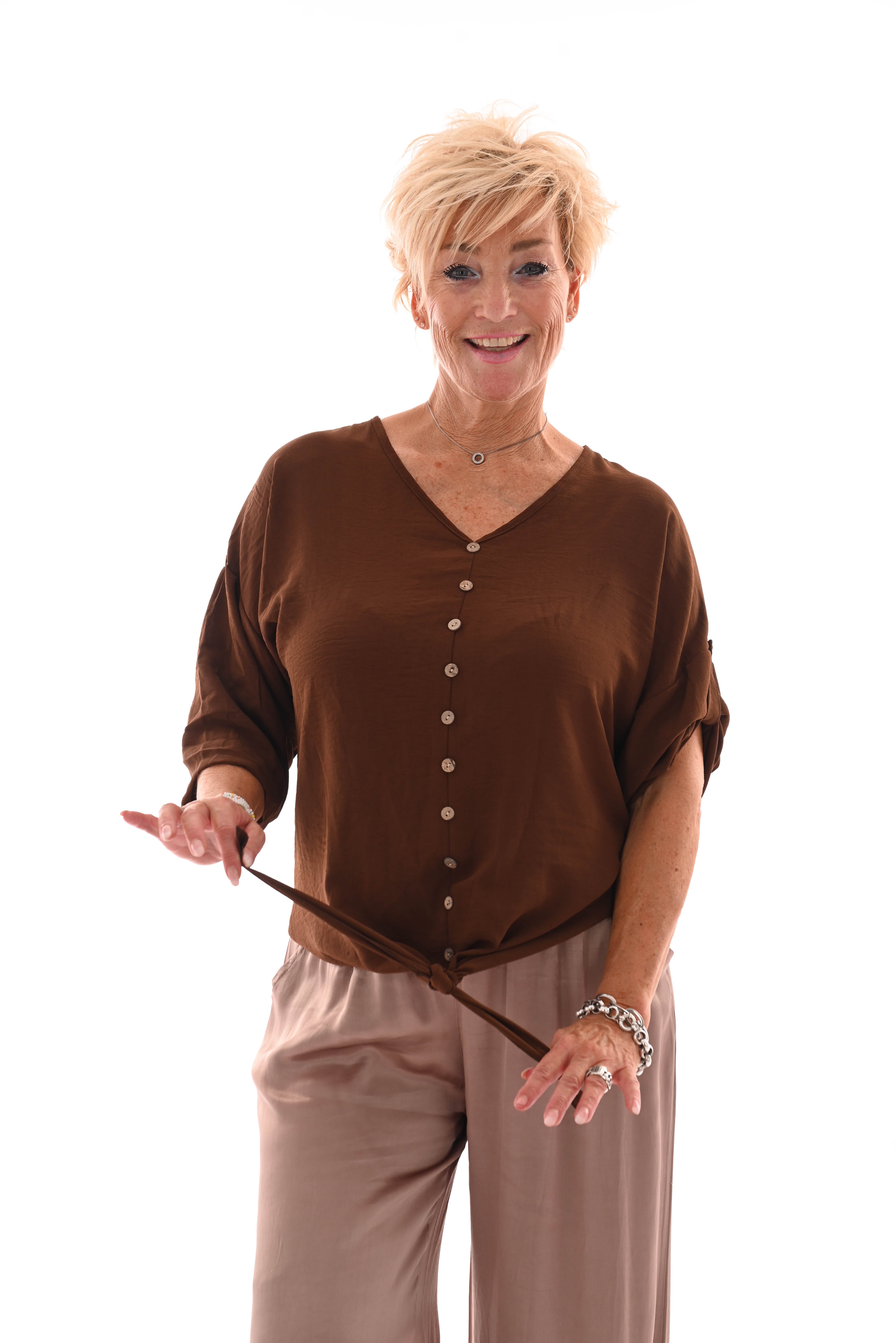 Top knoopjes met knoop bruin