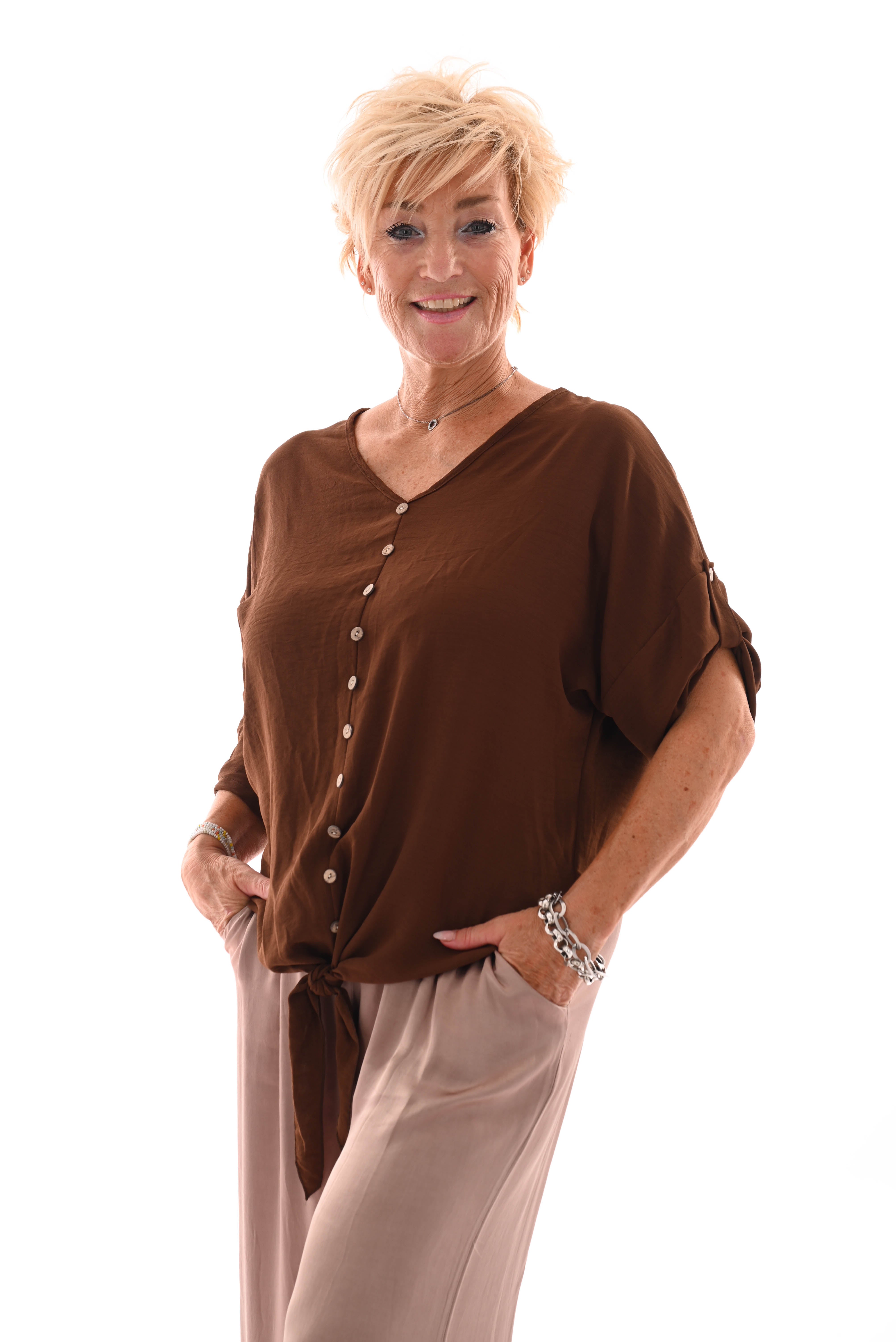Top knoopjes met knoop bruin