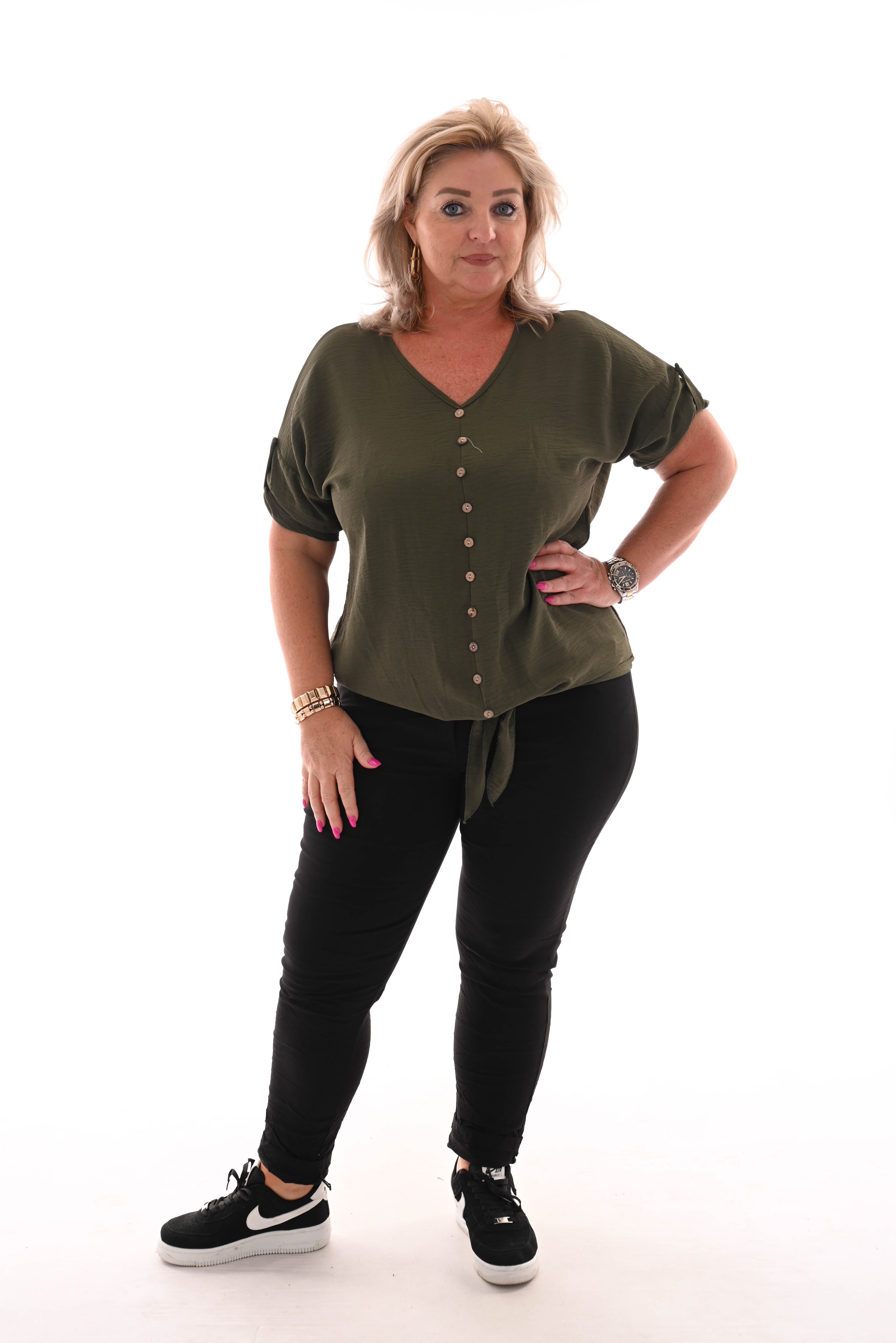 Top knoopjes met knoop groen