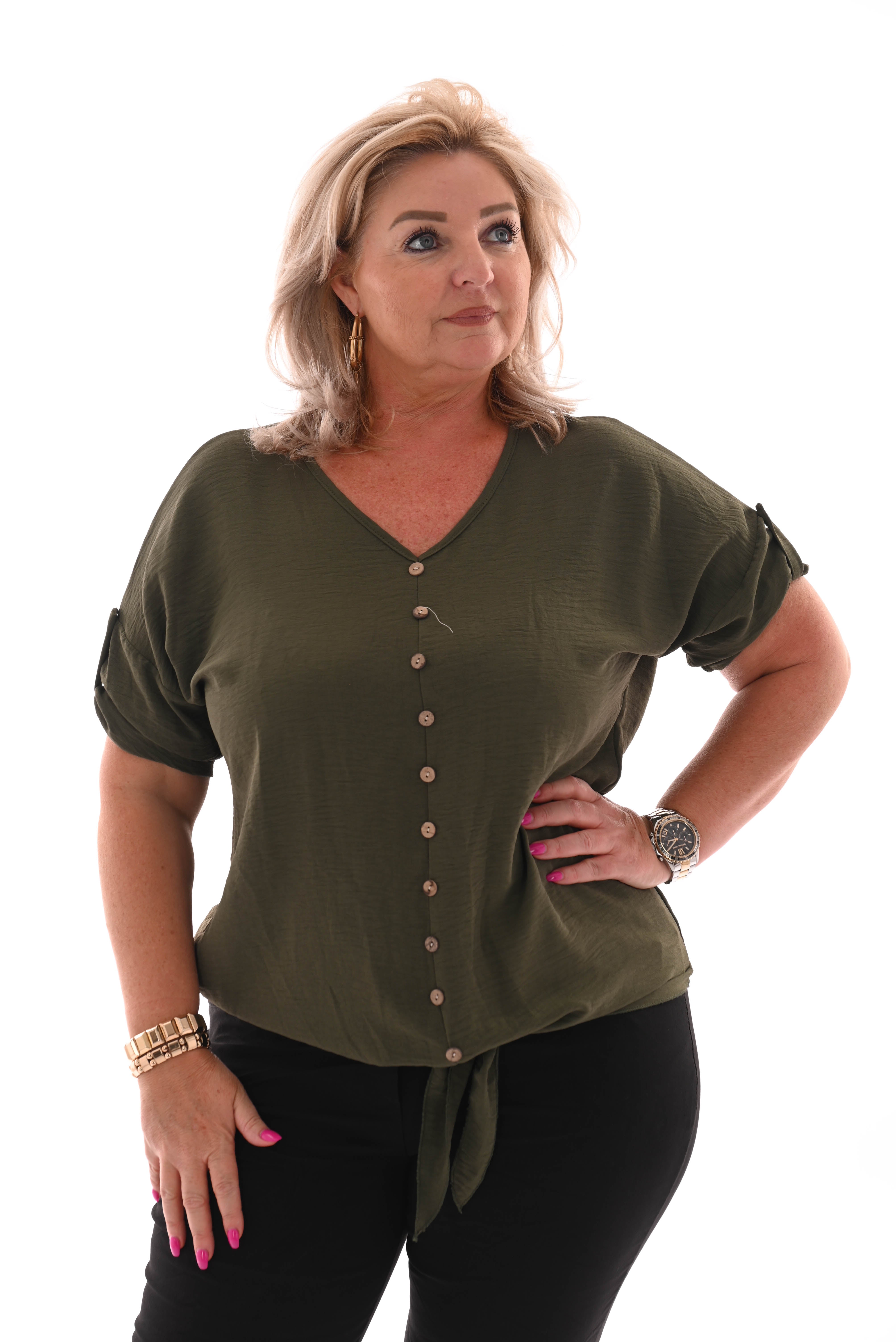 Top knoopjes met knoop groen
