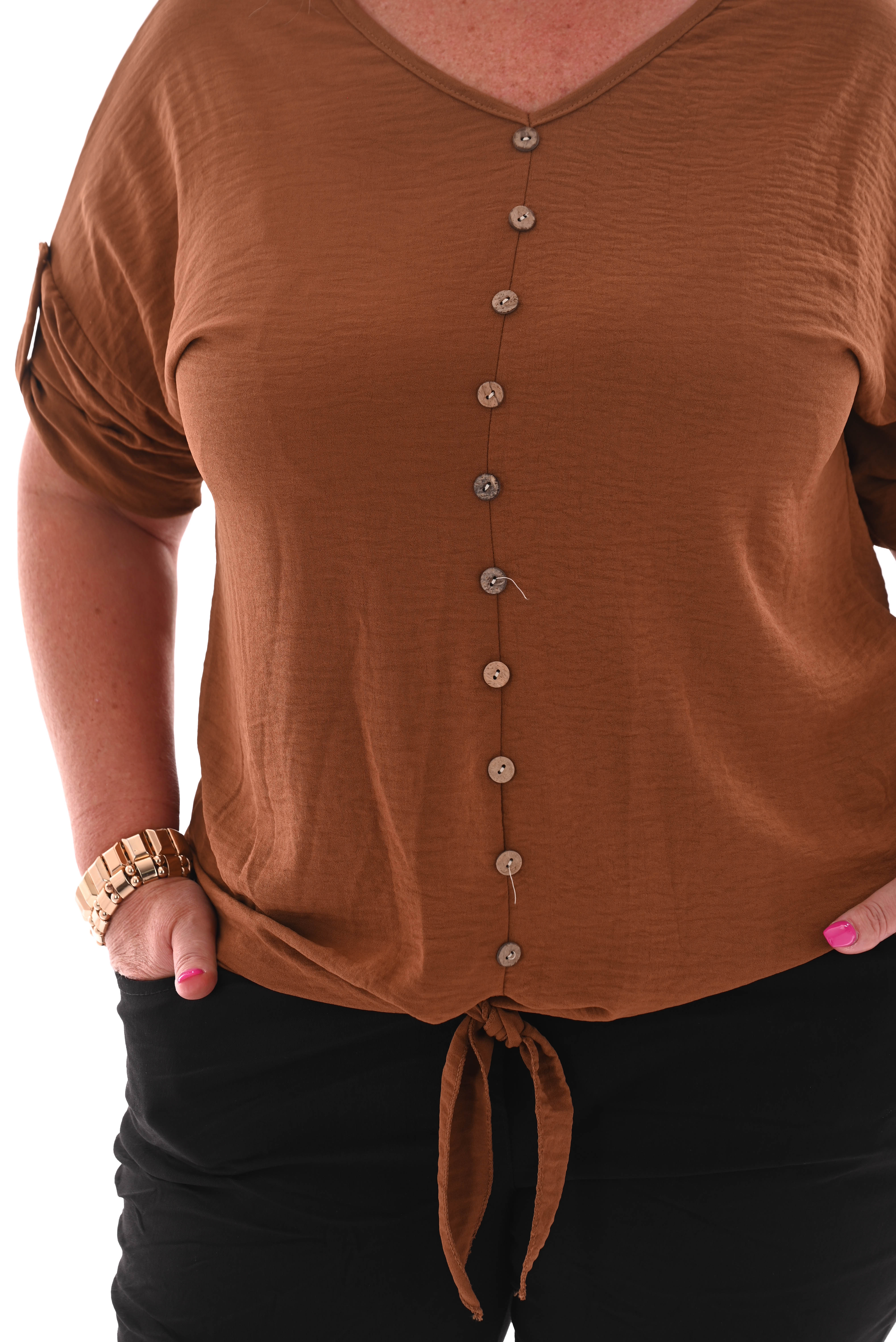 Top knoopjes met knoop camel