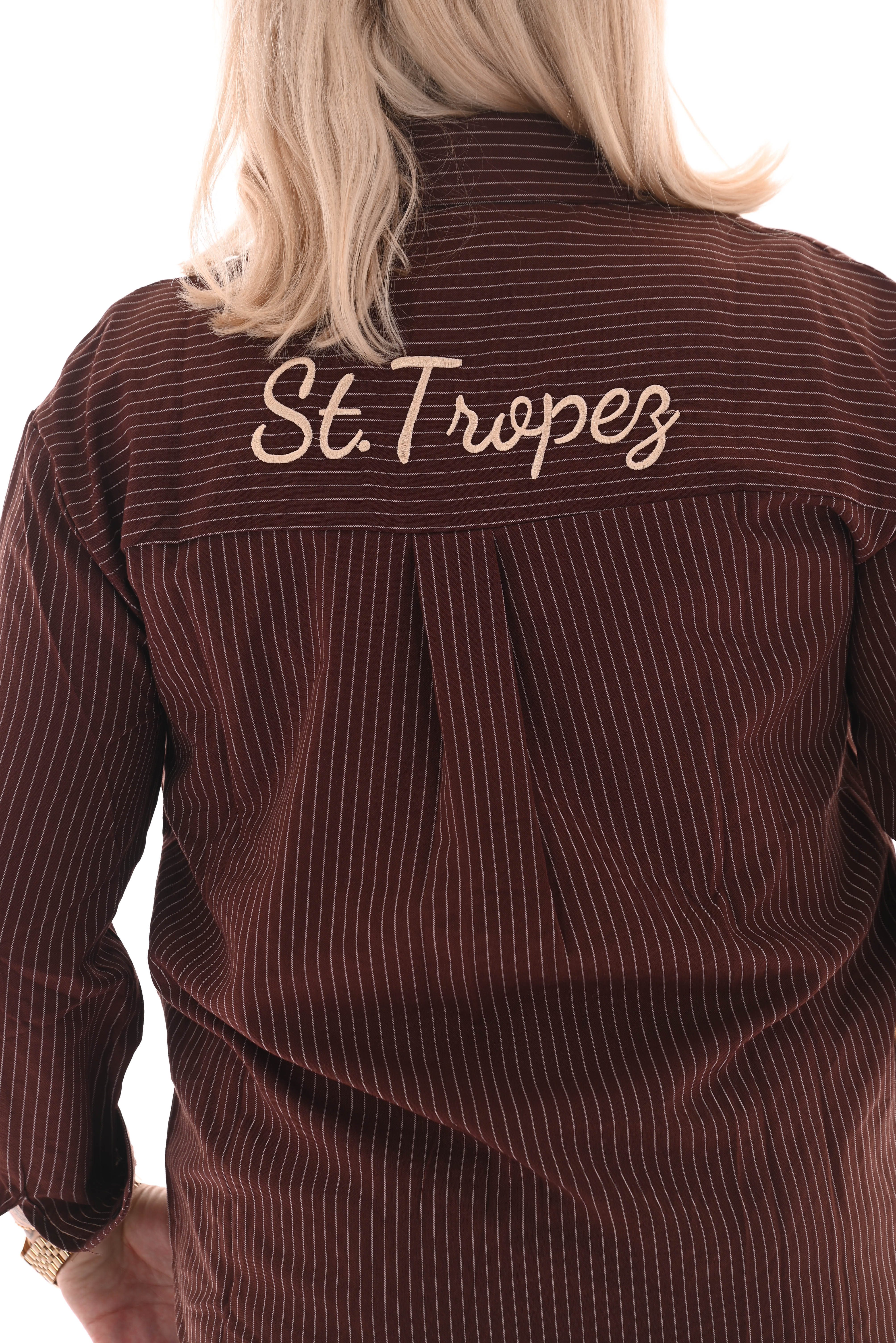 Blouse gestreept st tropez donkerbruin