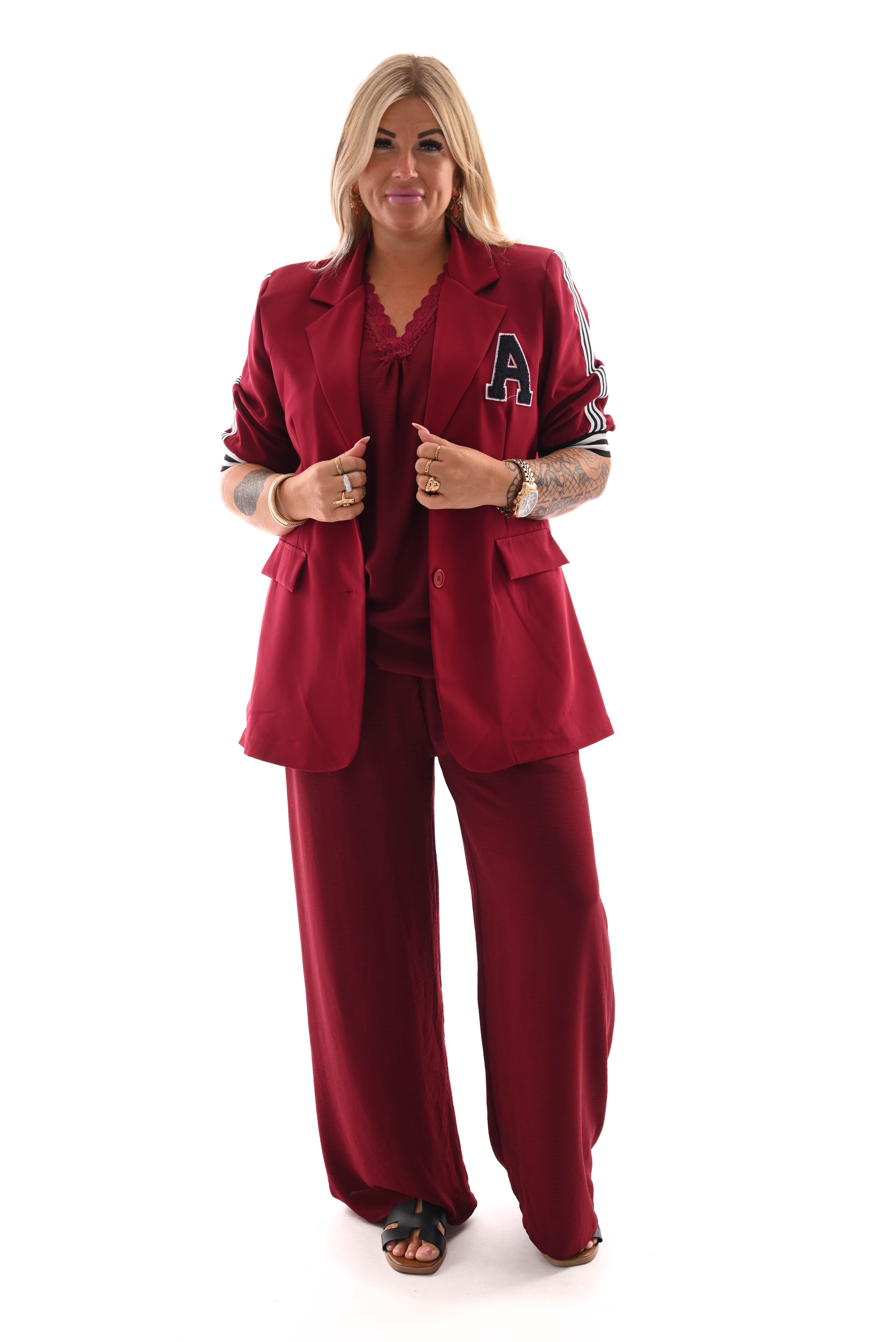 Blazer strepen korte mouwen bordeaux