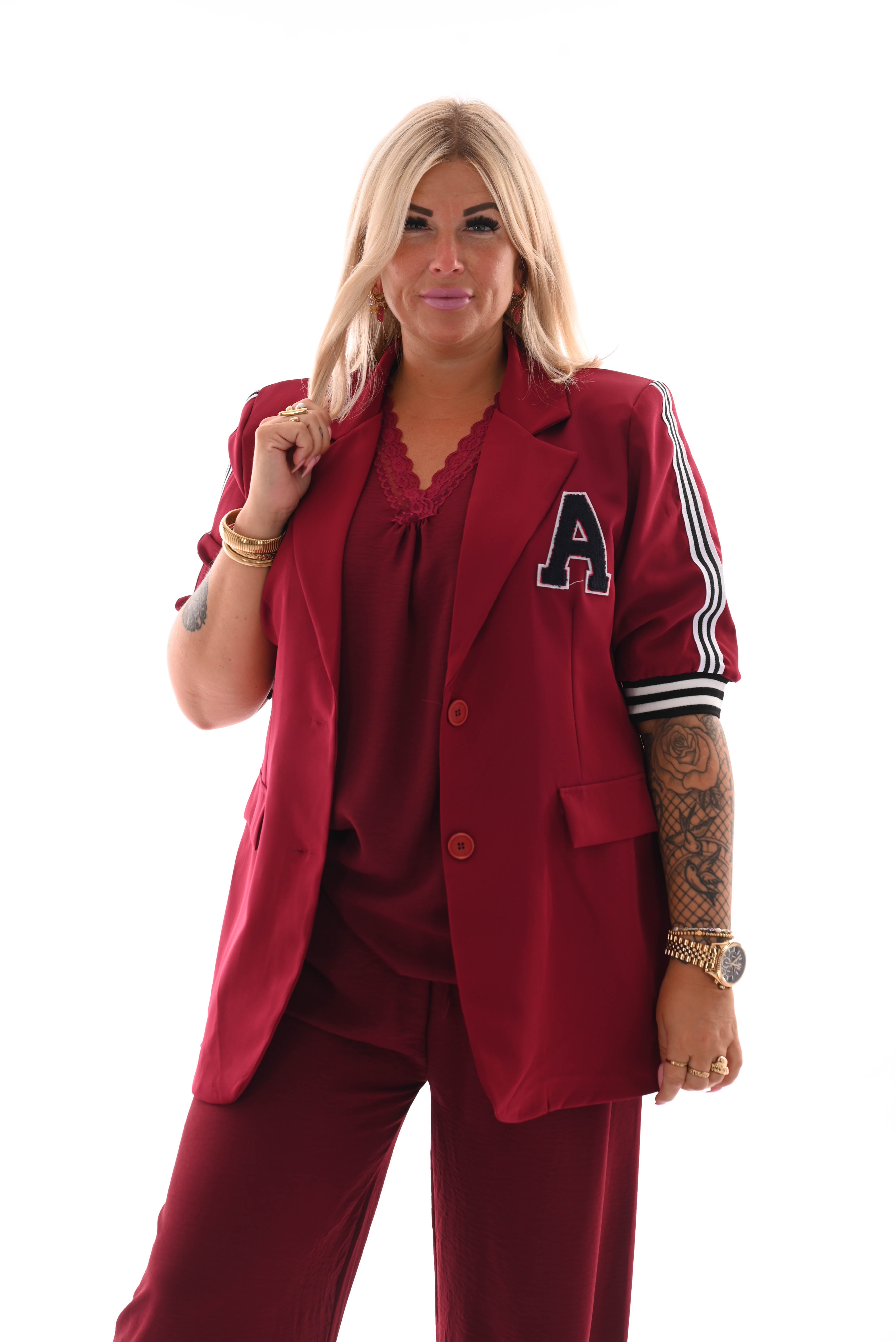 Blazer strepen korte mouwen bordeaux