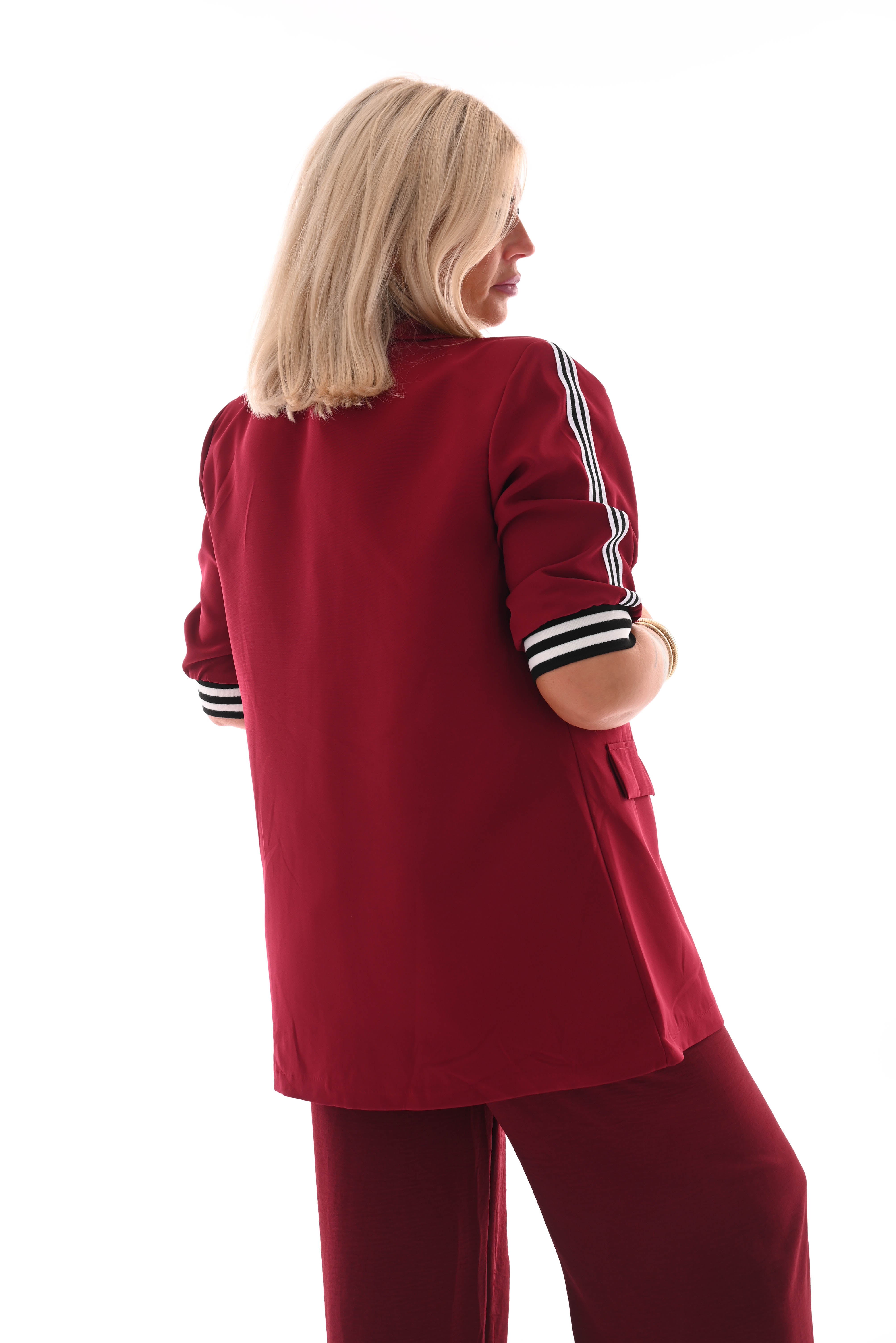 Blazer strepen korte mouwen bordeaux