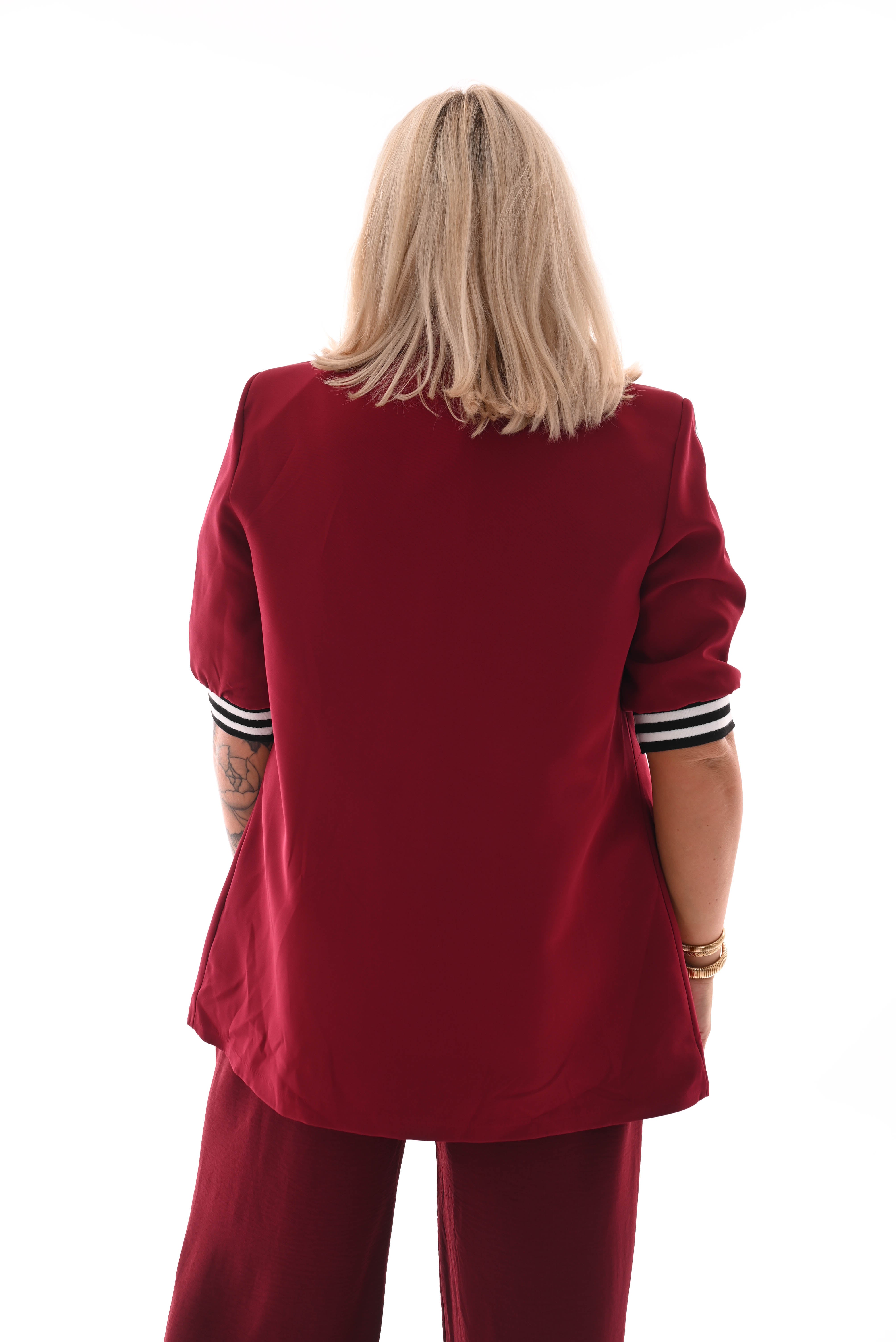 Blazer strepen korte mouwen bordeaux