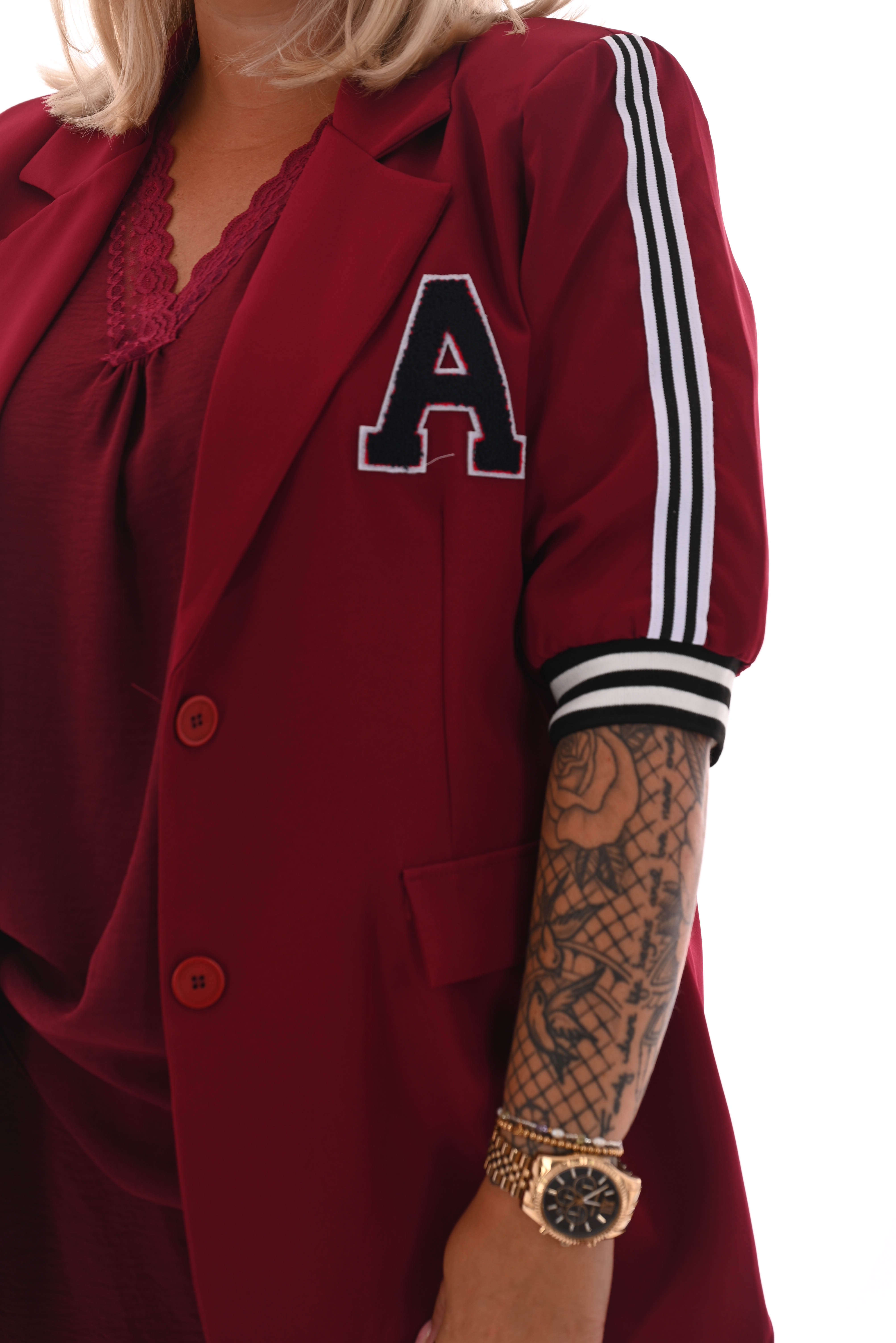 Blazer strepen korte mouwen bordeaux