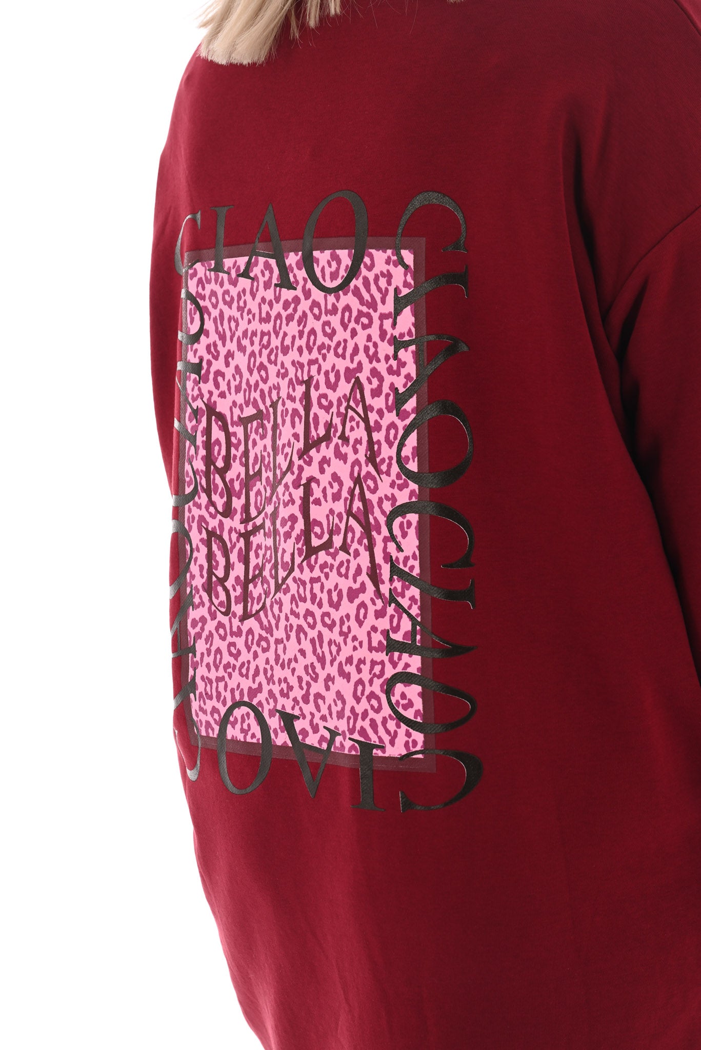 Sweaterdress v-hals ciao bella bordeaux