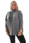 Trui print half pied-de-poule grijs/zwart