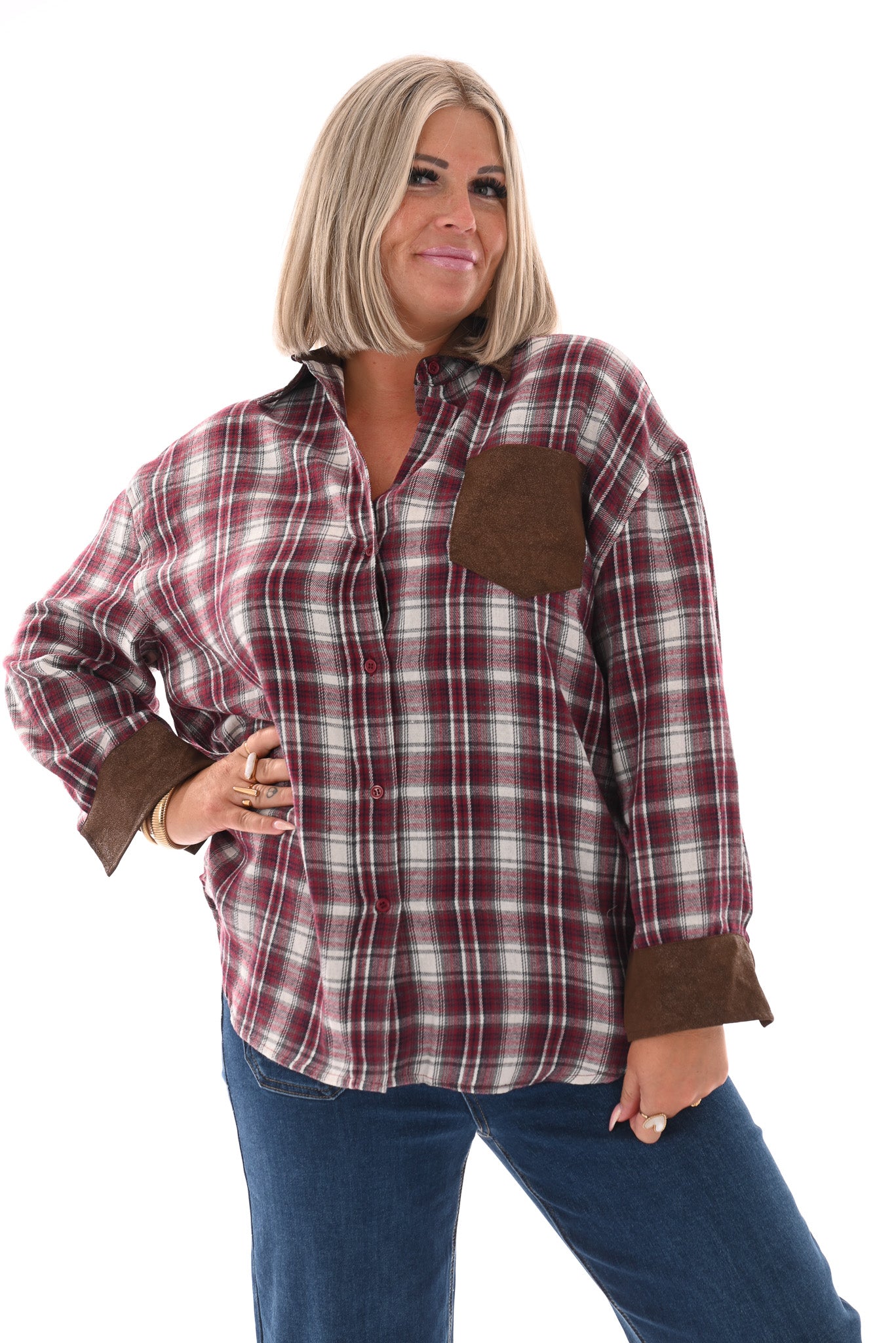 Geruite houthakkersblouse bordeaux