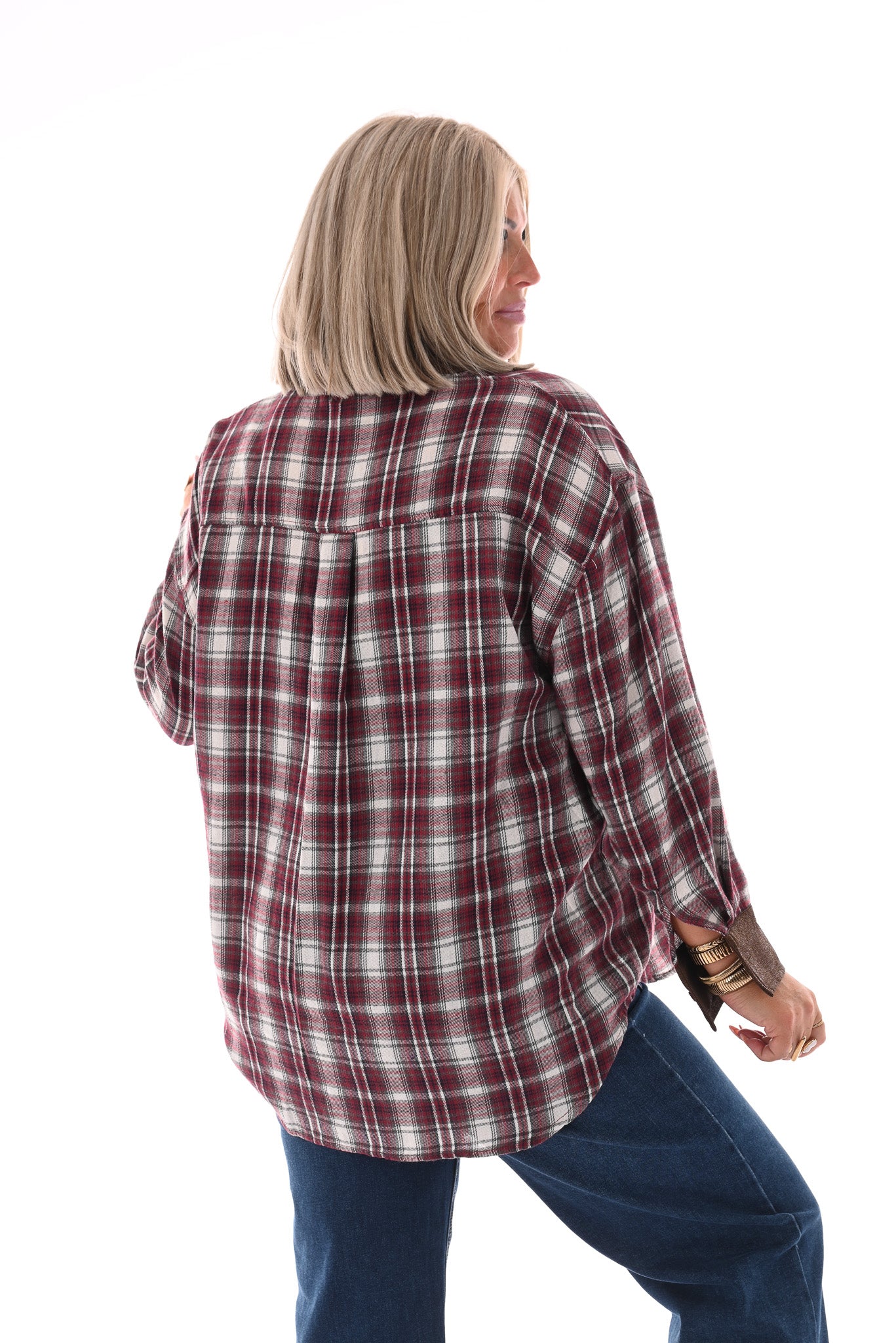Geruite houthakkersblouse bordeaux