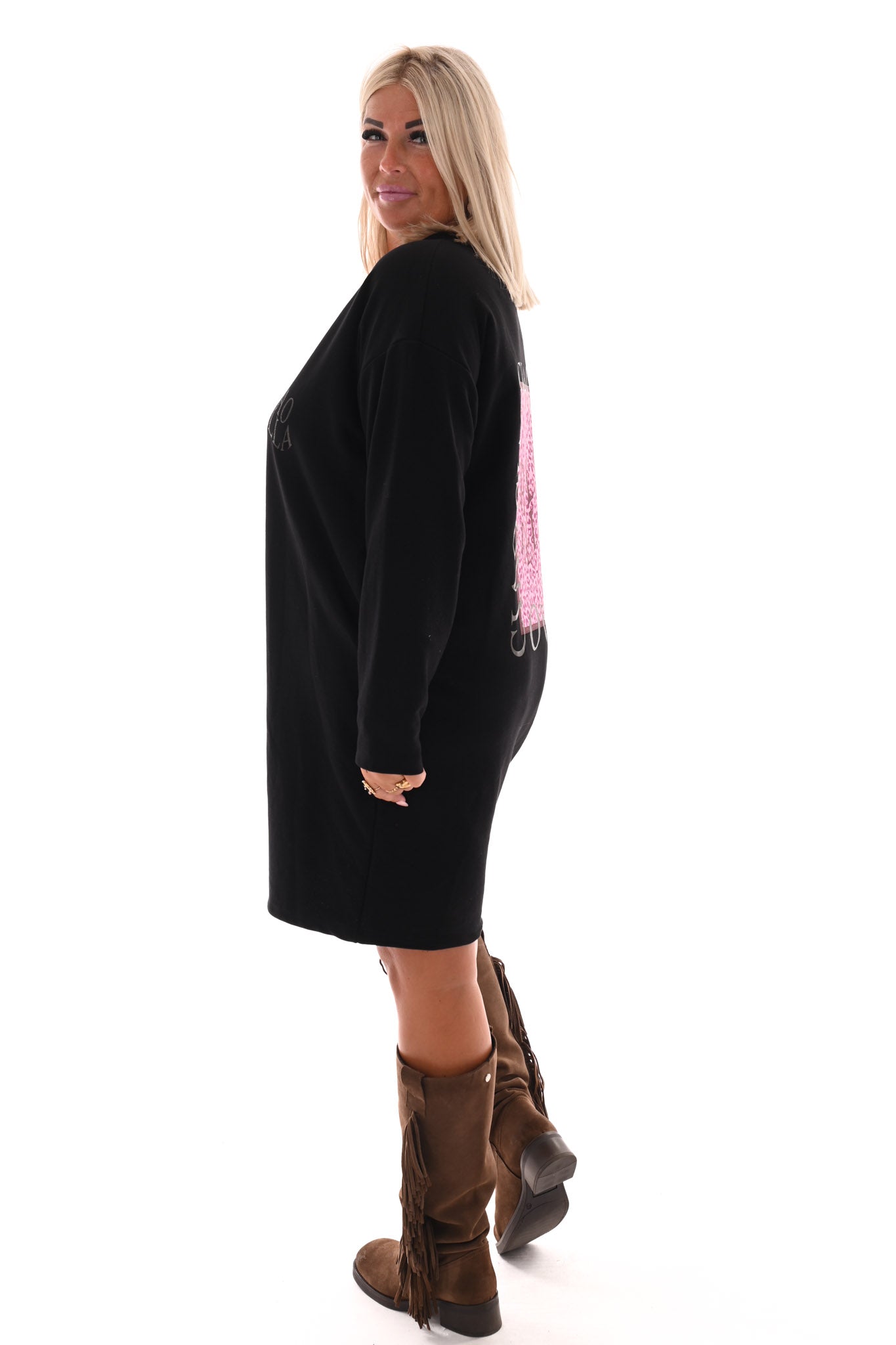 Sweaterdress v-hals ciao bella zwart