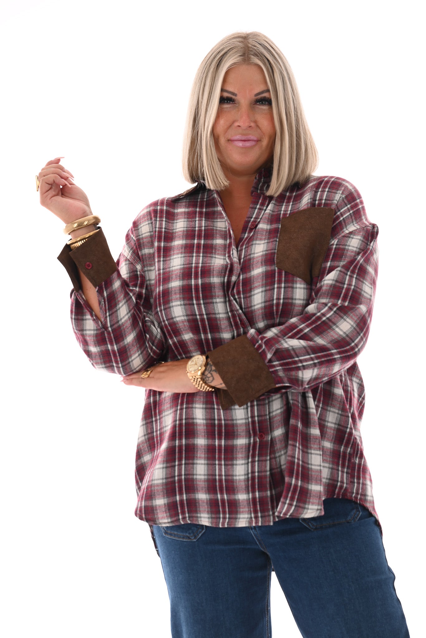 Geruite houthakkersblouse bordeaux