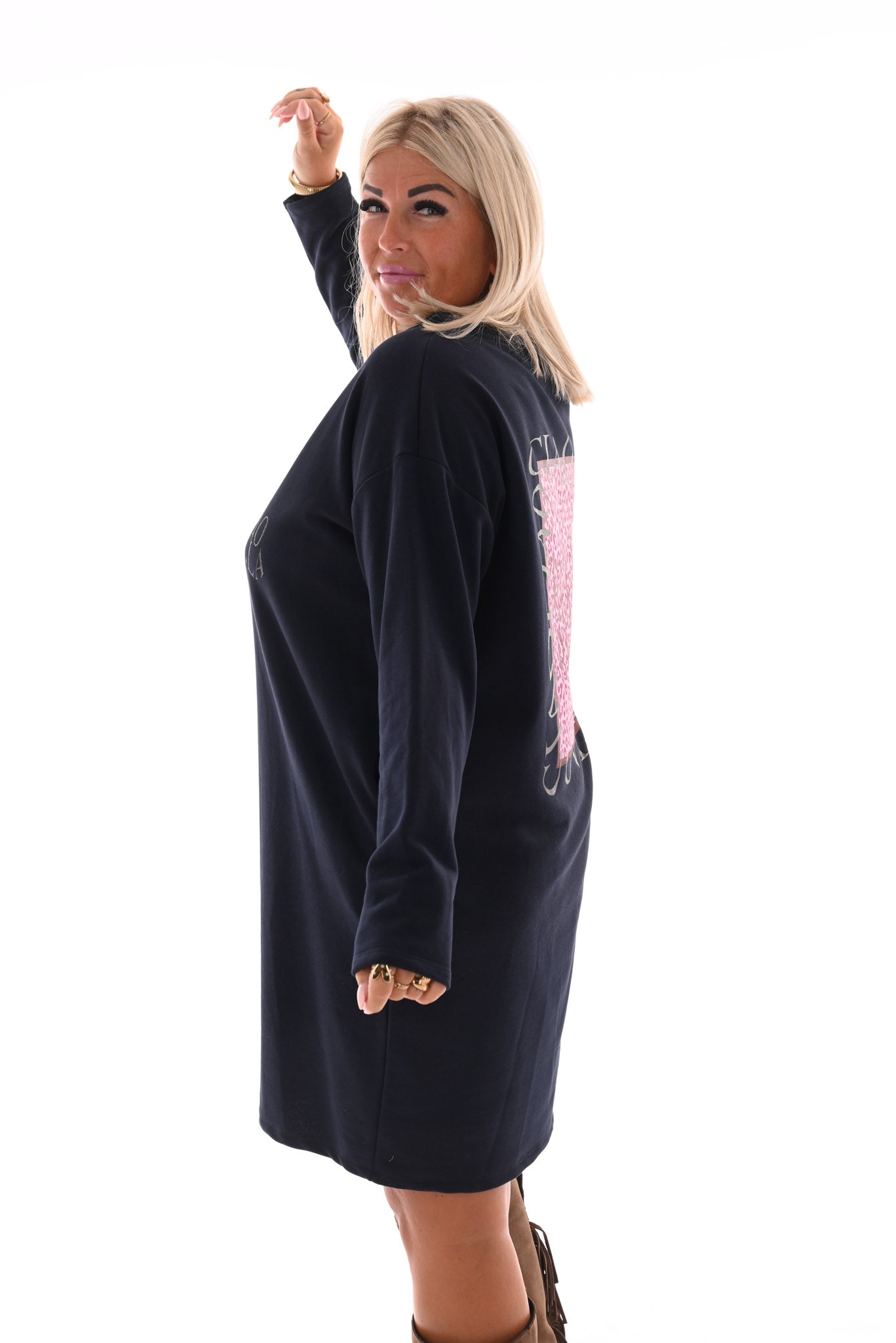 Sweaterdress v-hals ciao bella marineblauw