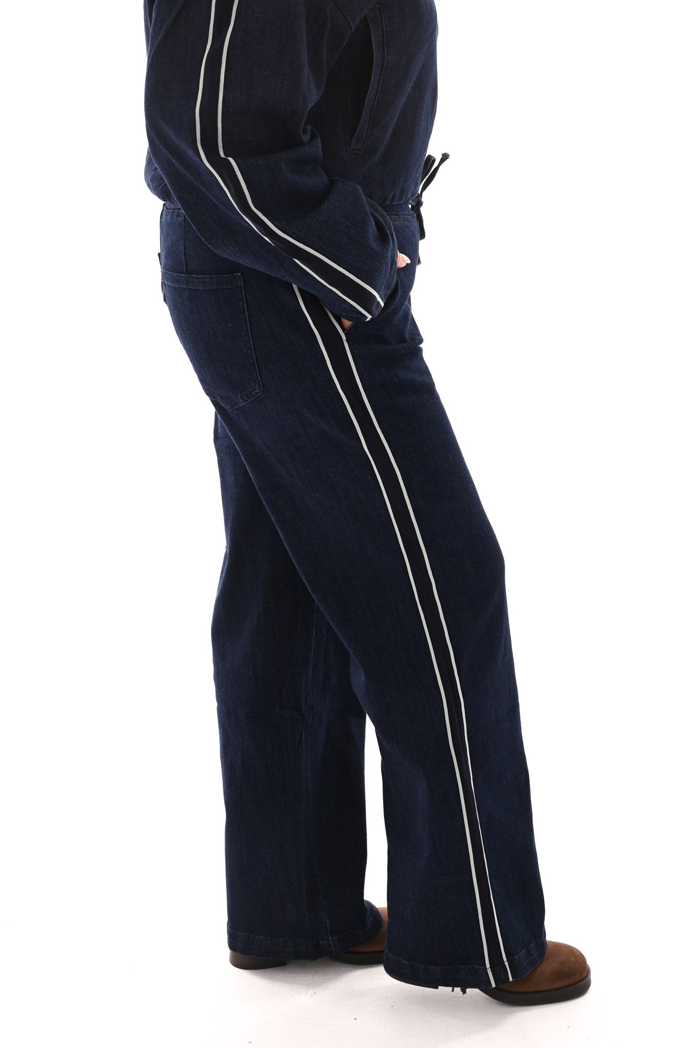 Tweedelig spijker pak gestreepte bies donkerblauw