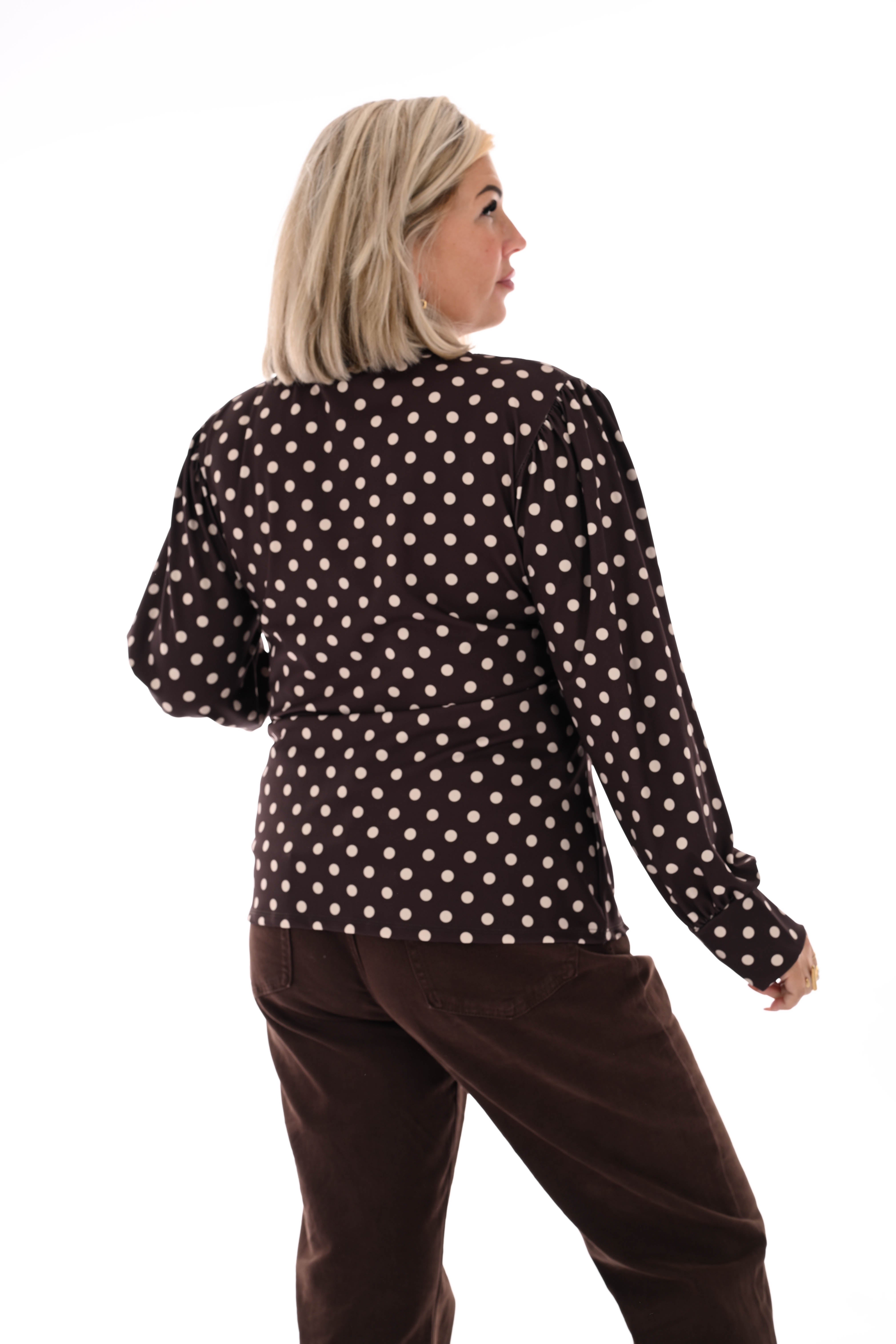 Travel top dots zijstrik donkerbruin