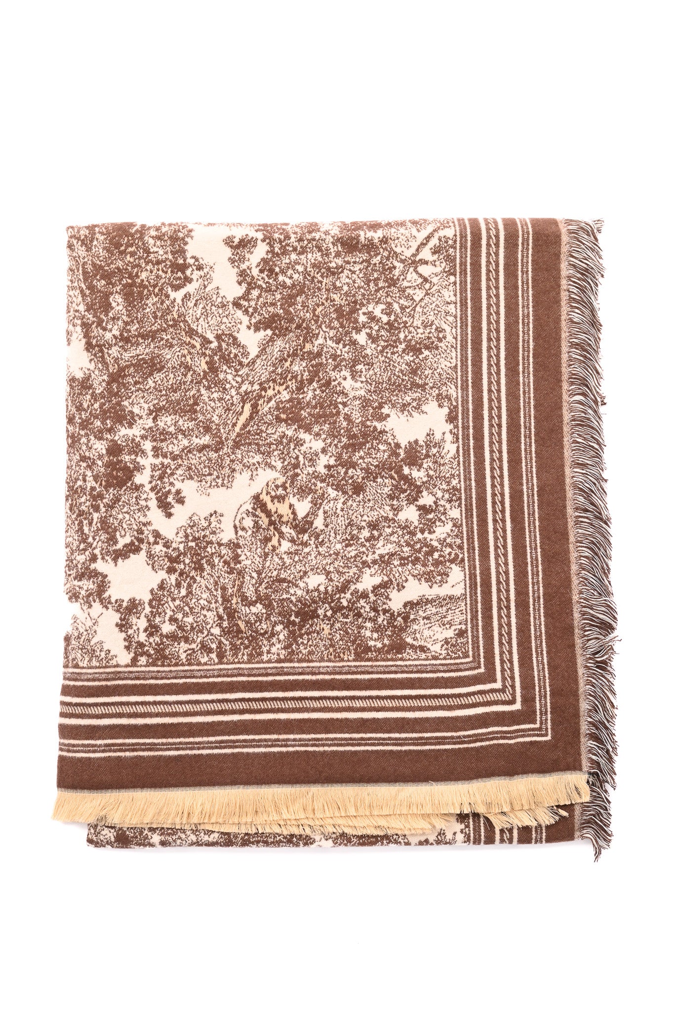 Sjaal Toile de Jouy bruin