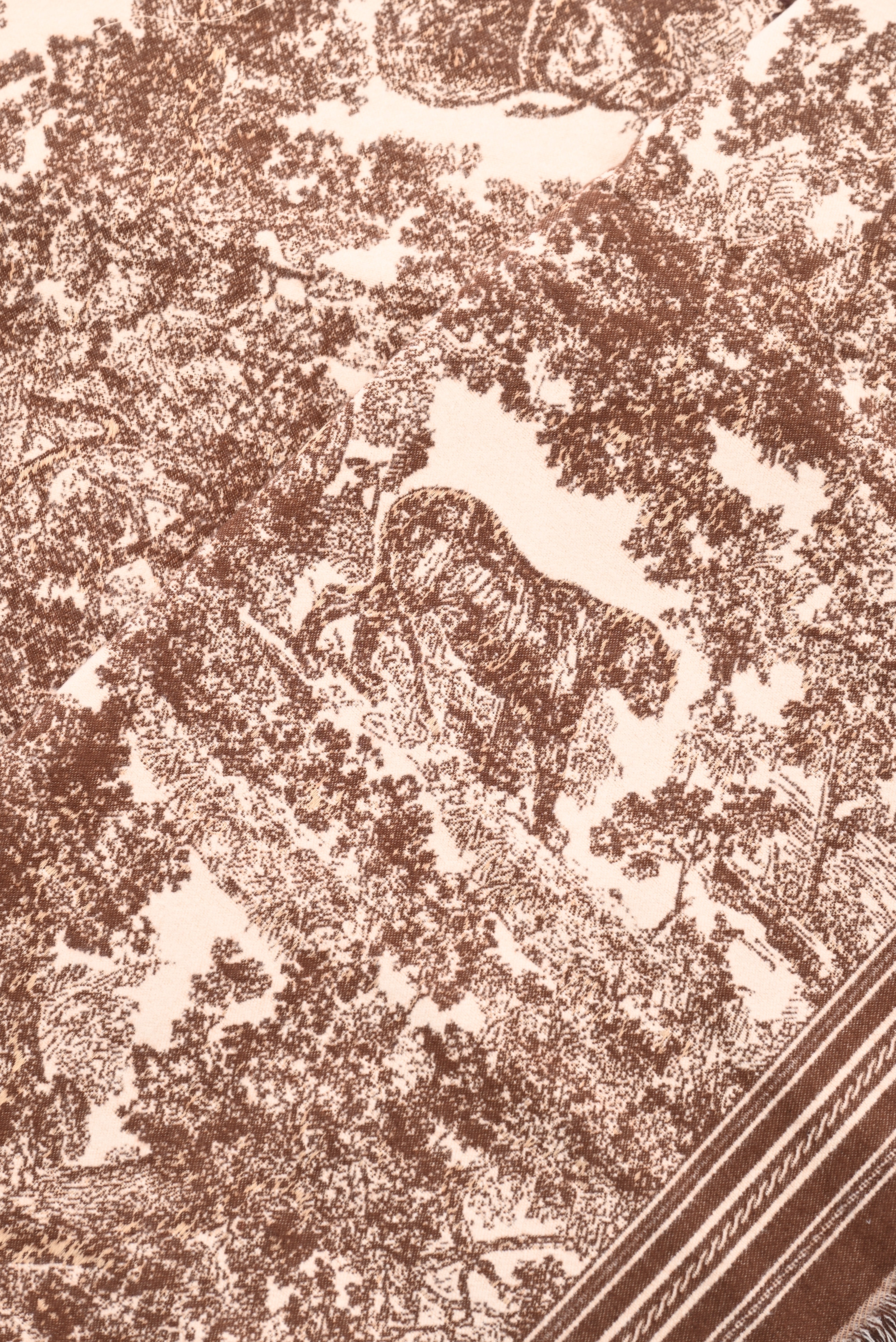 Sjaal Toile de Jouy bruin
