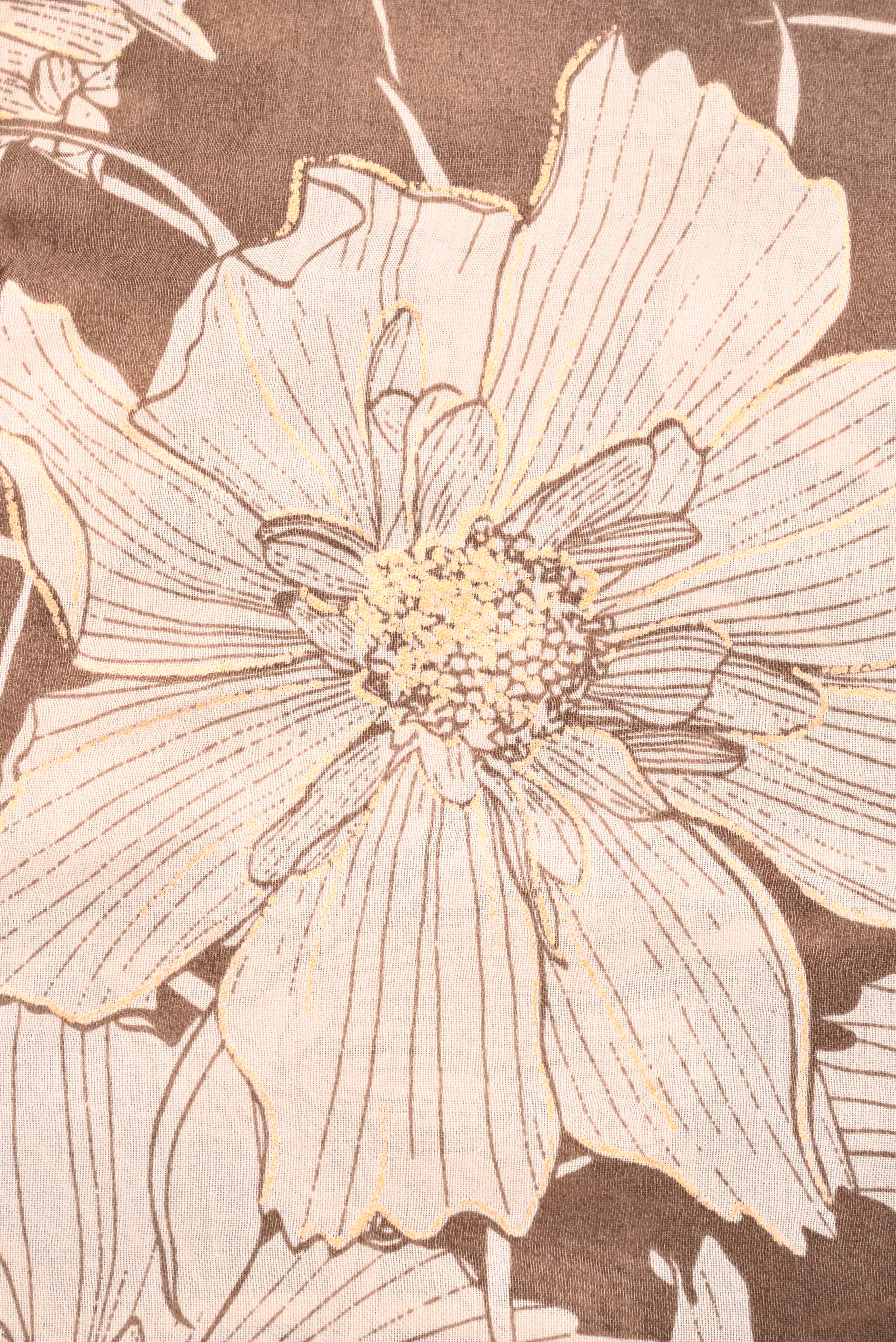 Sjaal grote bloemen donkerbruin