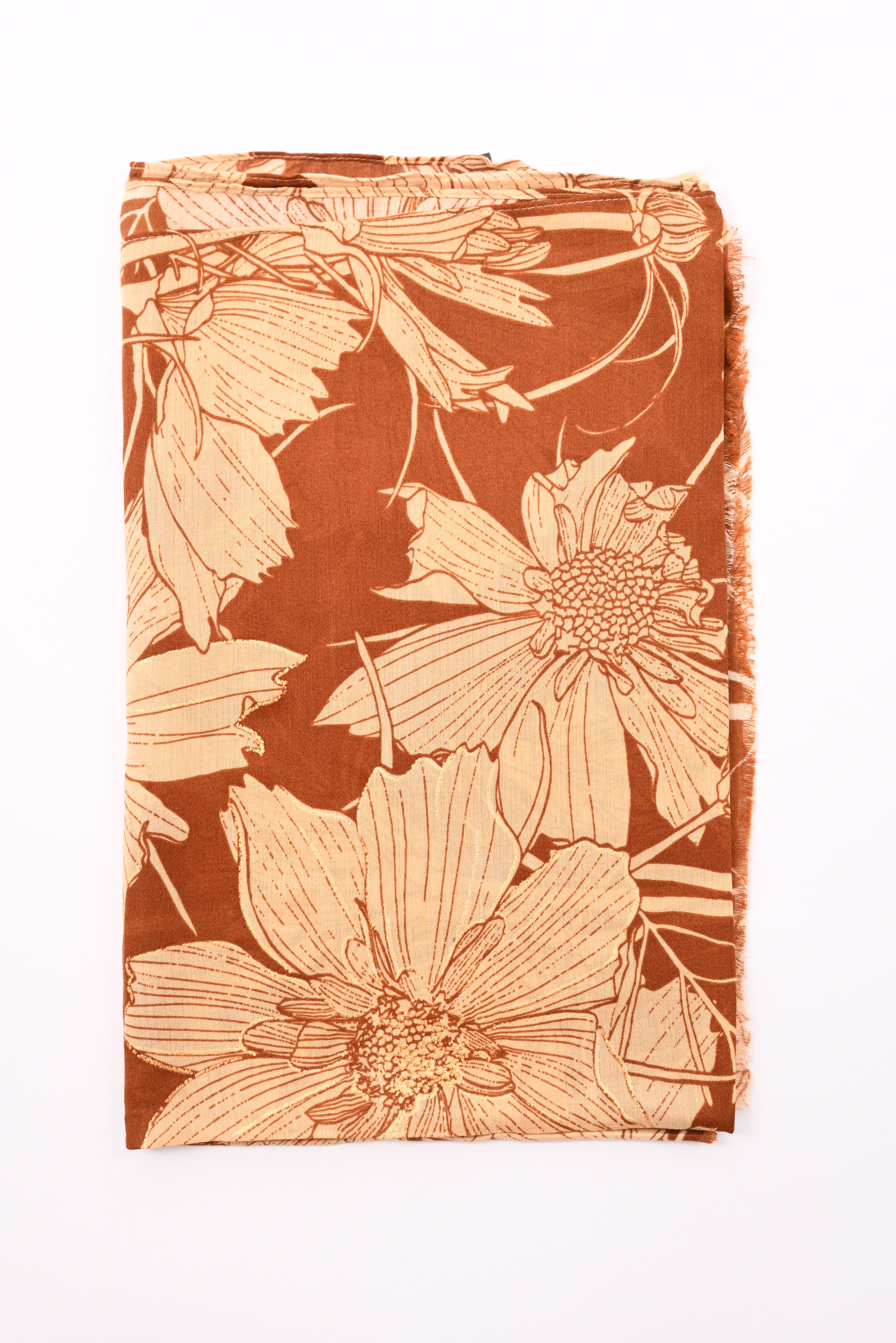 Sjaal grote bloemen camel