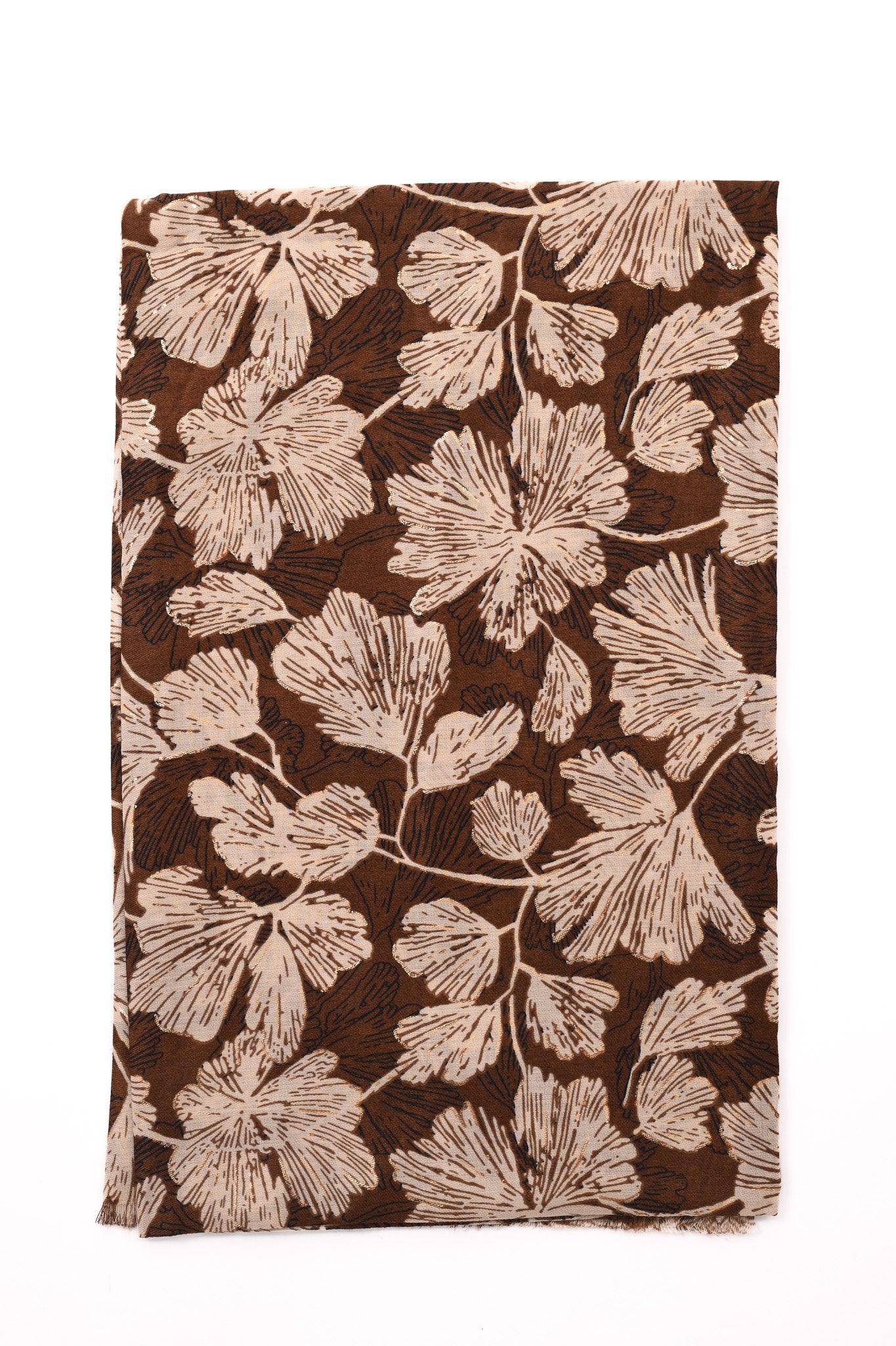 Sjaal fijne bloemen donkerbruin