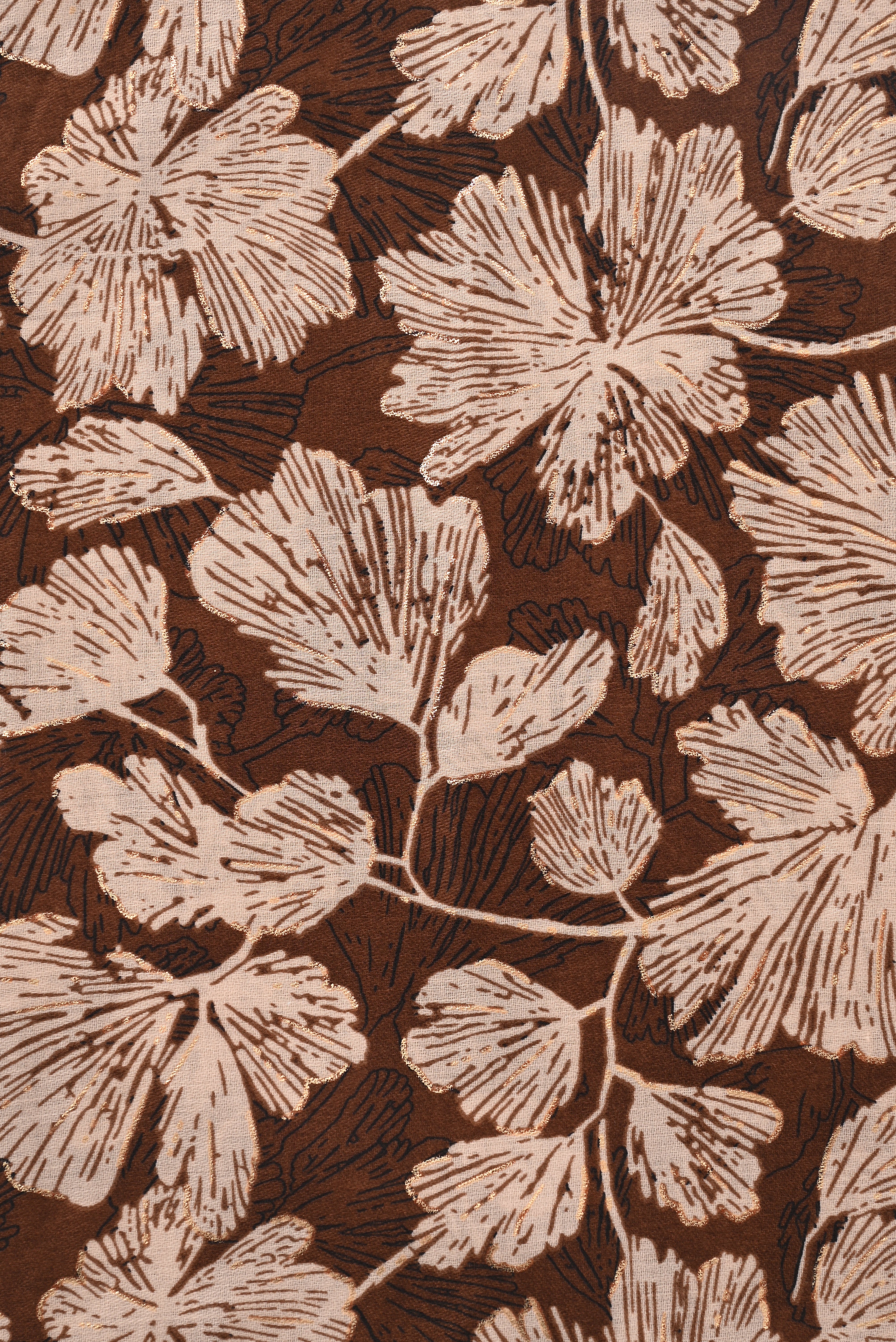 Sjaal fijne bloemen donkerbruin