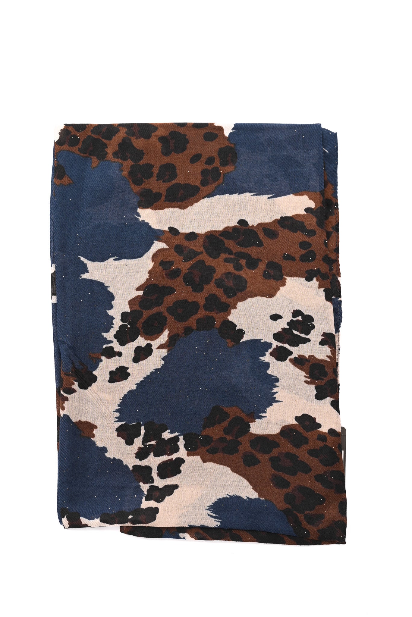 Sjaal vlekken en panterprint marineblauw