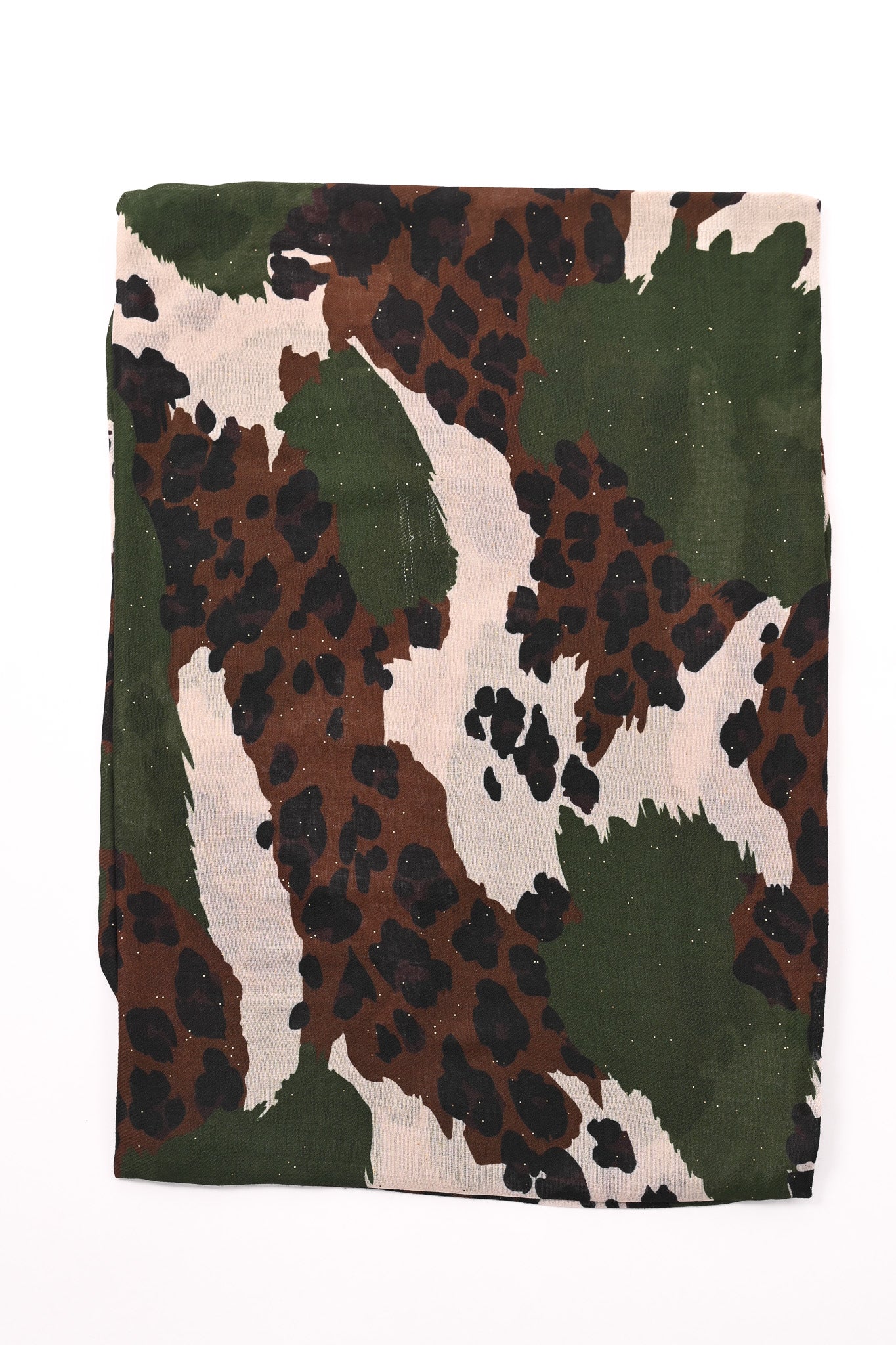 Sjaal vlekken en panterprint legergroen
