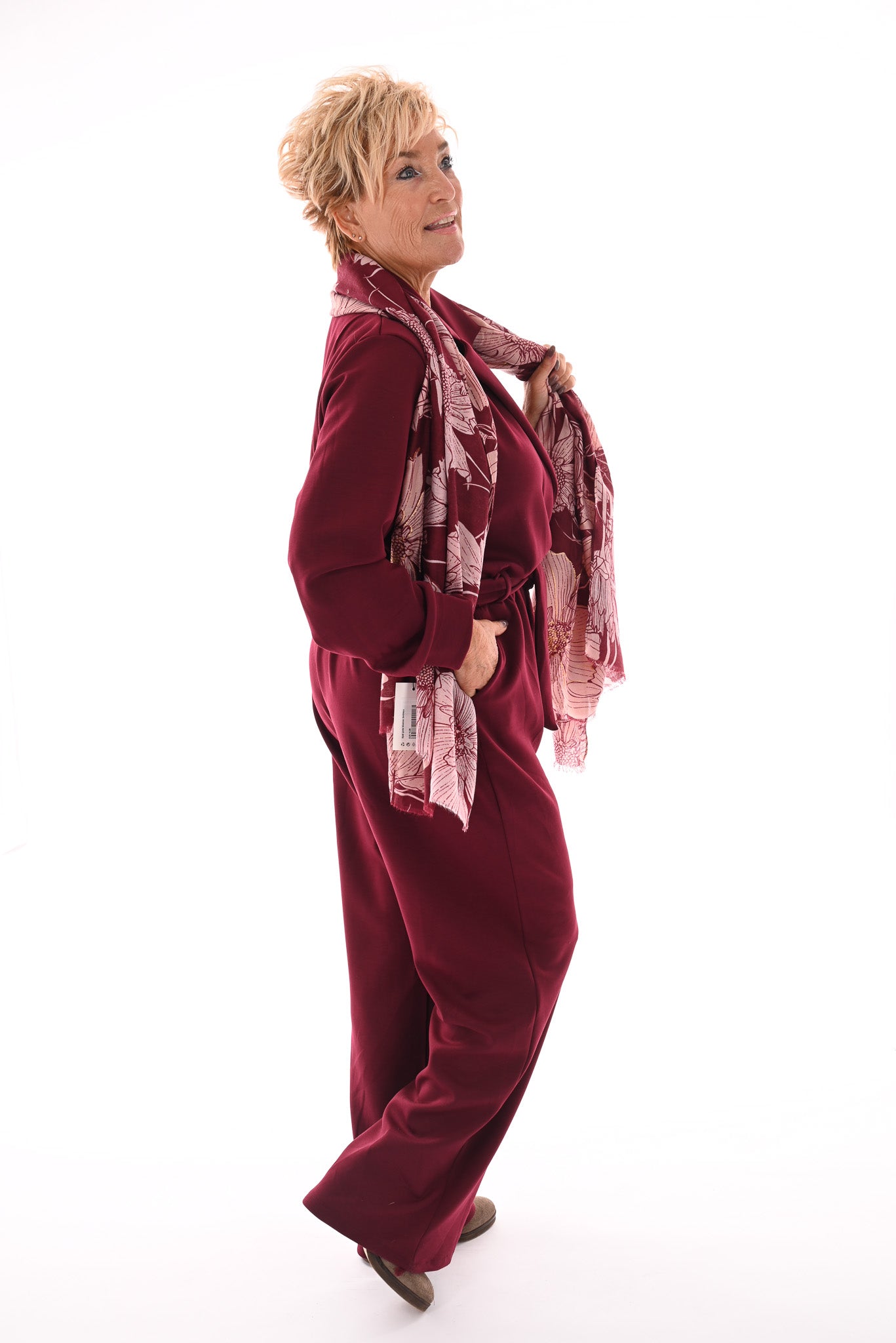 Jumpsuit met kraag bordeaux