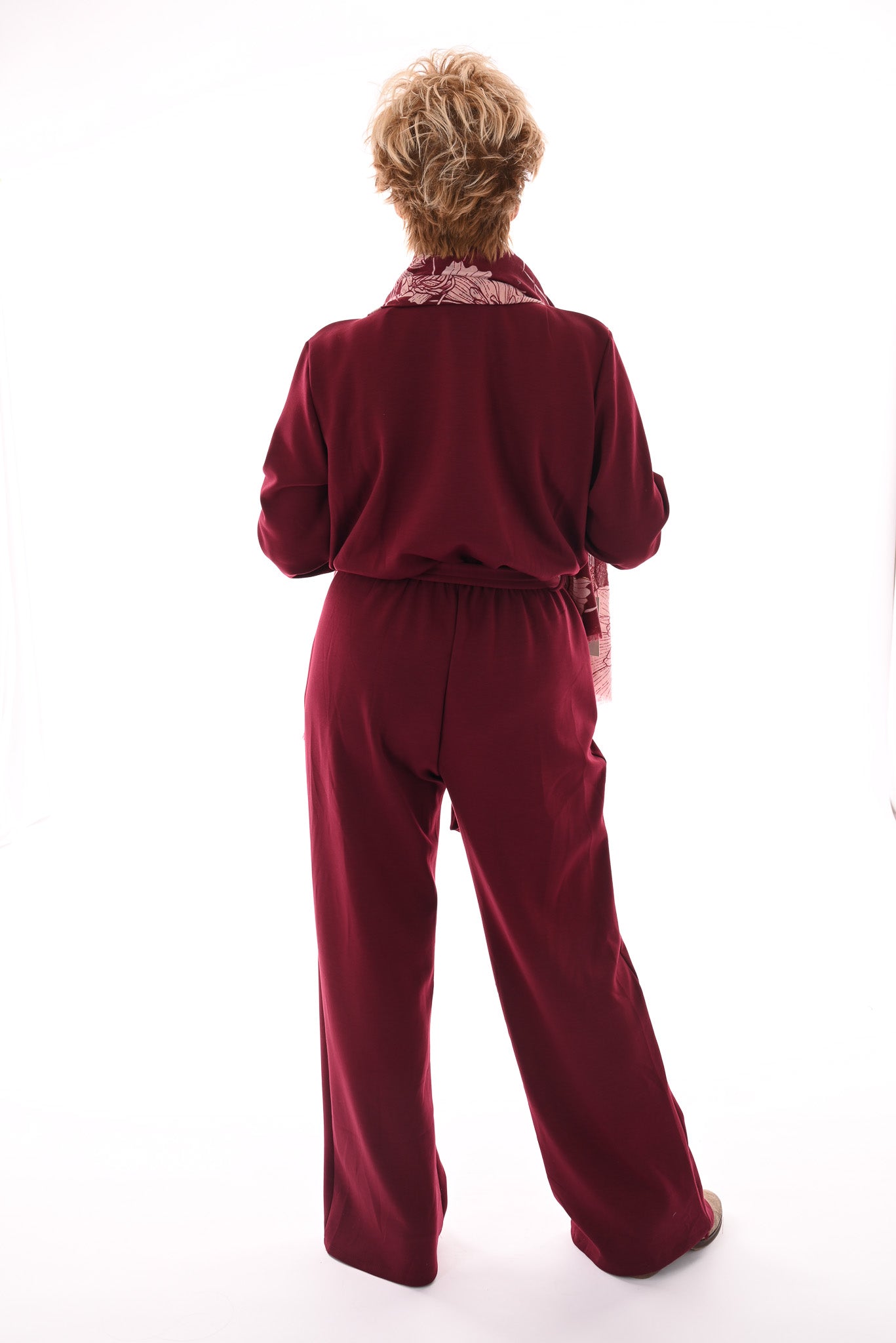 Jumpsuit met kraag bordeaux