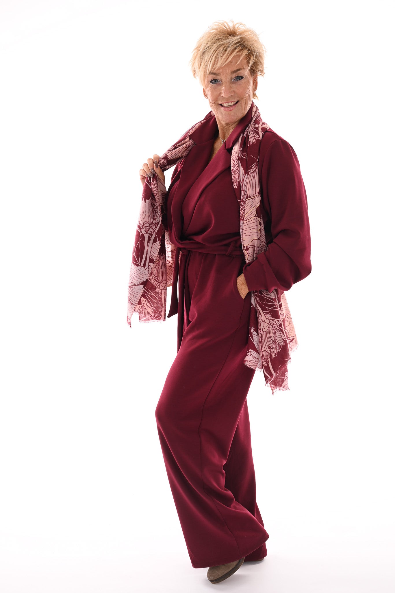 Jumpsuit met kraag bordeaux