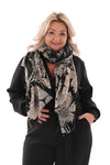 Sjaal grote bloemen zwart
