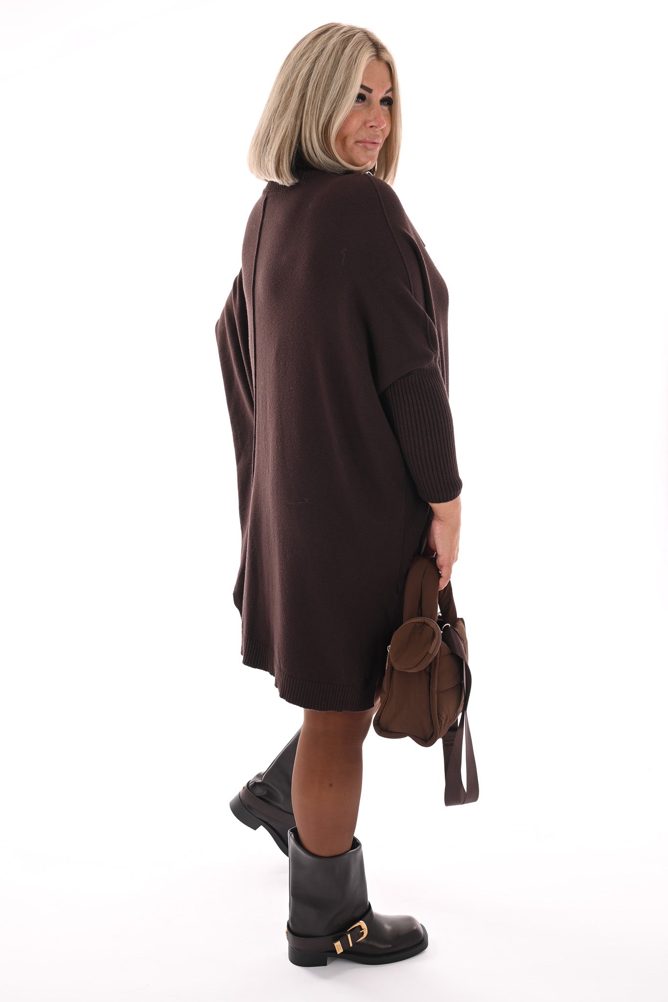 Basic tuniek met col donkerbruin