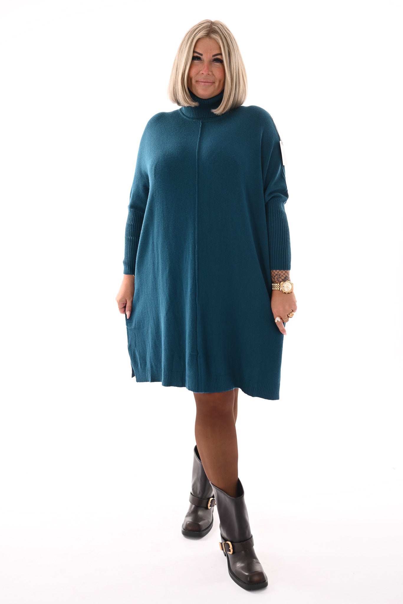 Basic tuniek met col petrol