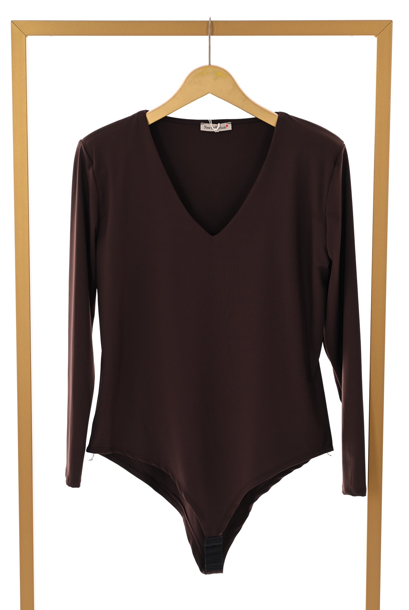 Body v-hals donkerbruin