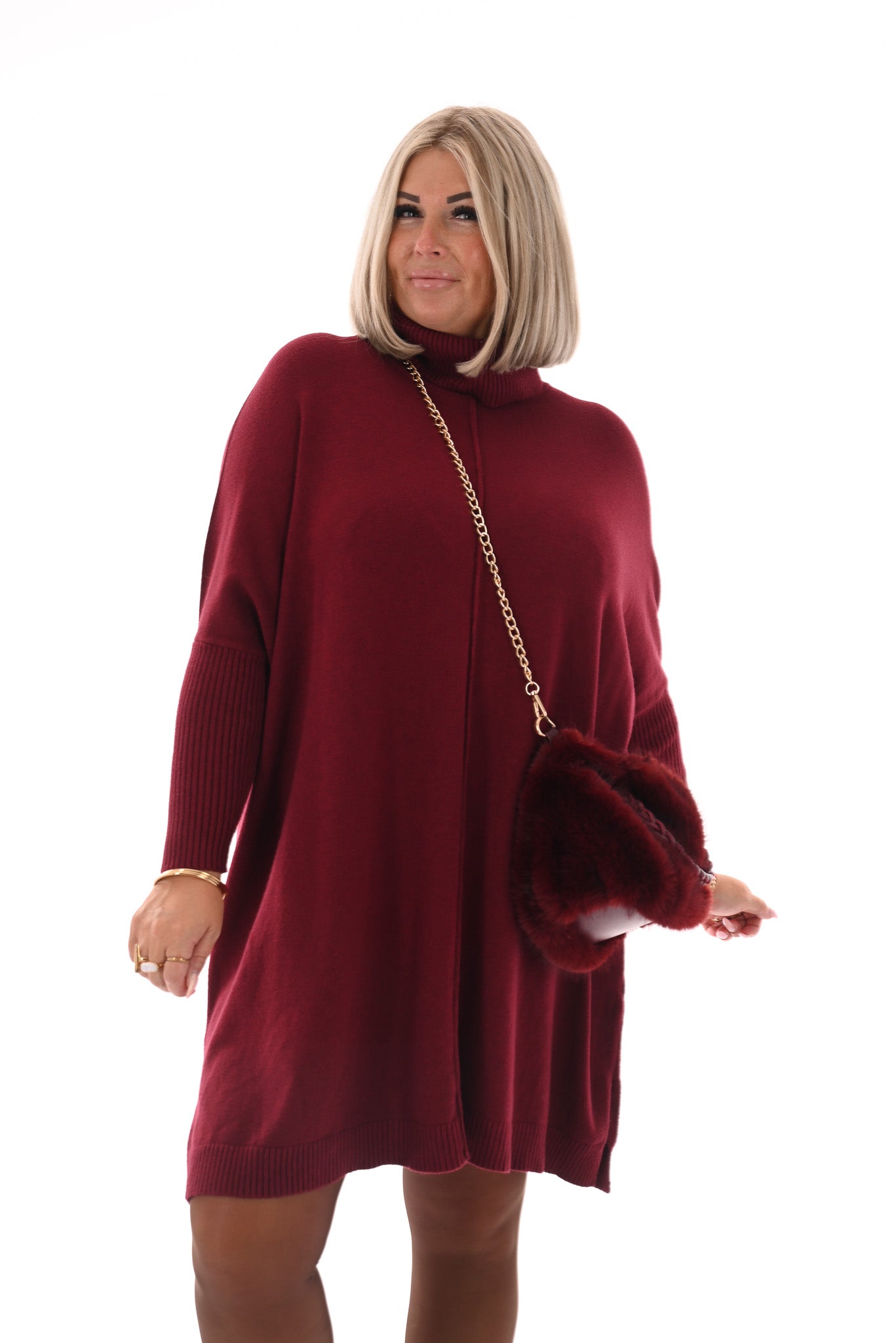 Basic tuniek met col bordeaux