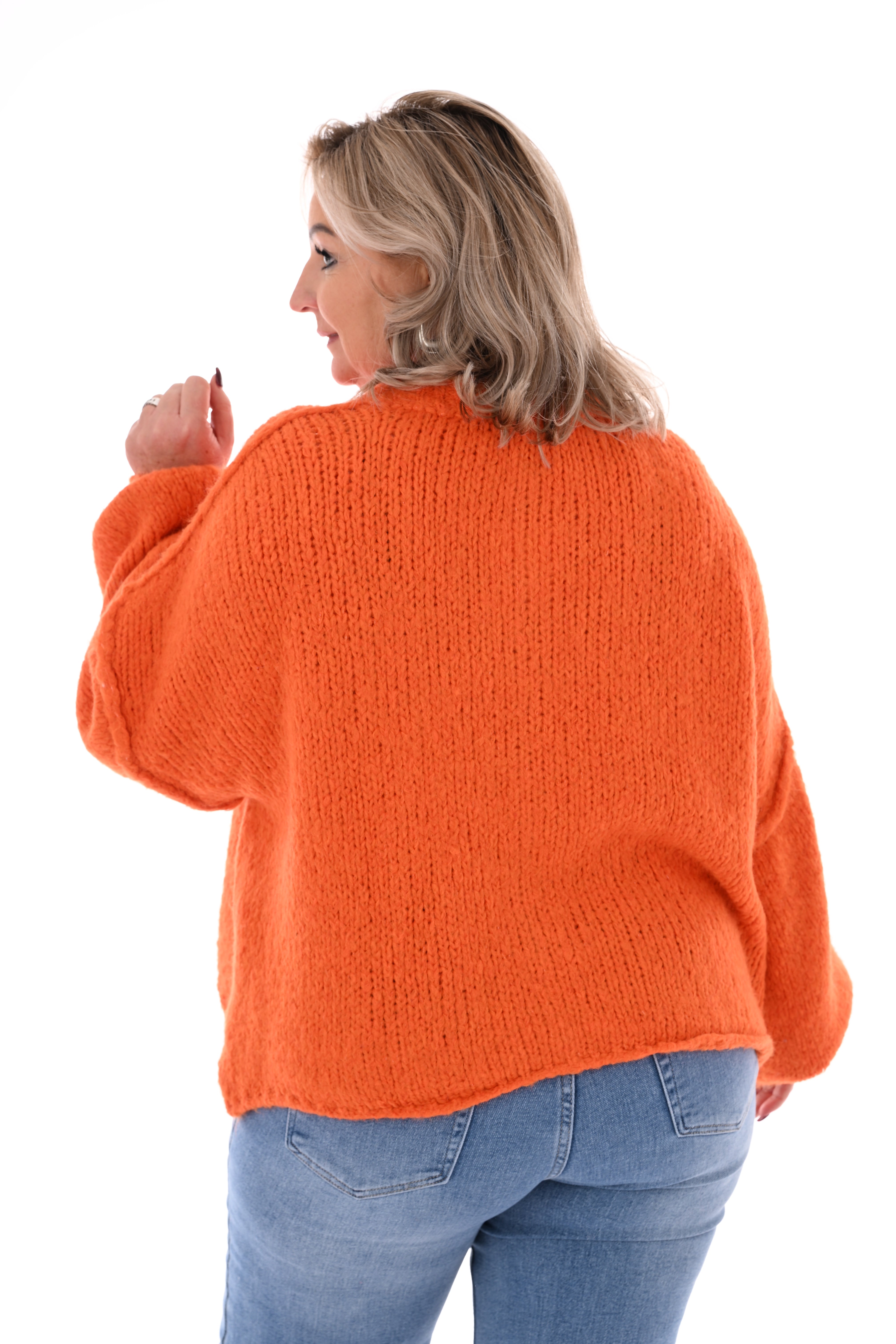 Grof gebreid vest met knopen oranje