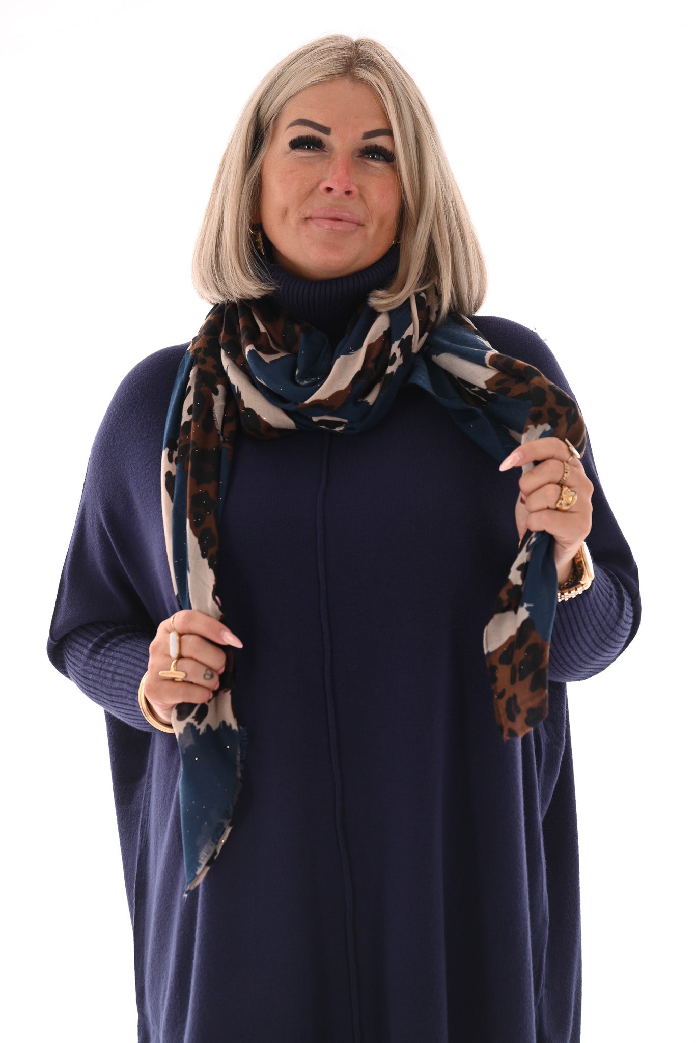 Basic tuniek met col marineblauw