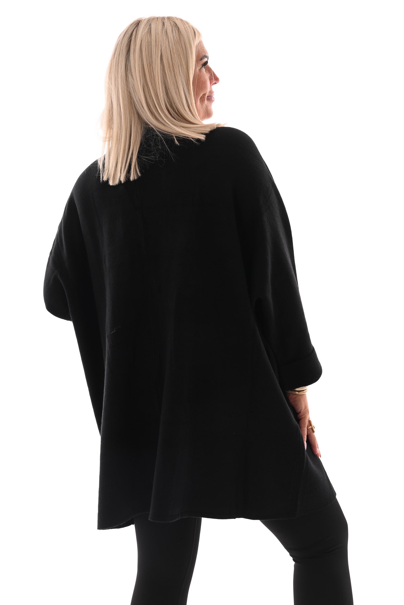 Oversized vest v-hals en grote knopen zwart