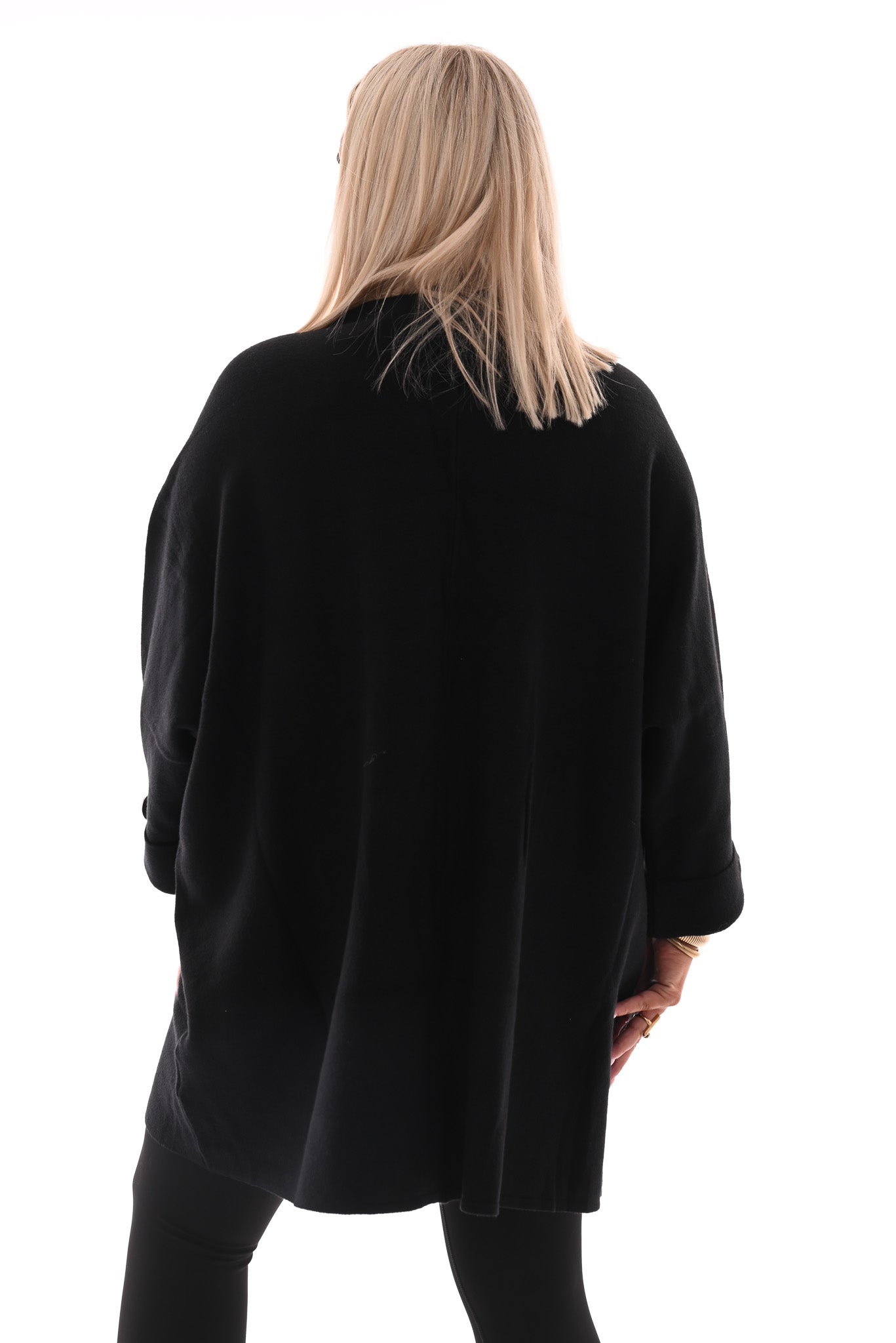 Oversized vest v-hals en grote knopen zwart