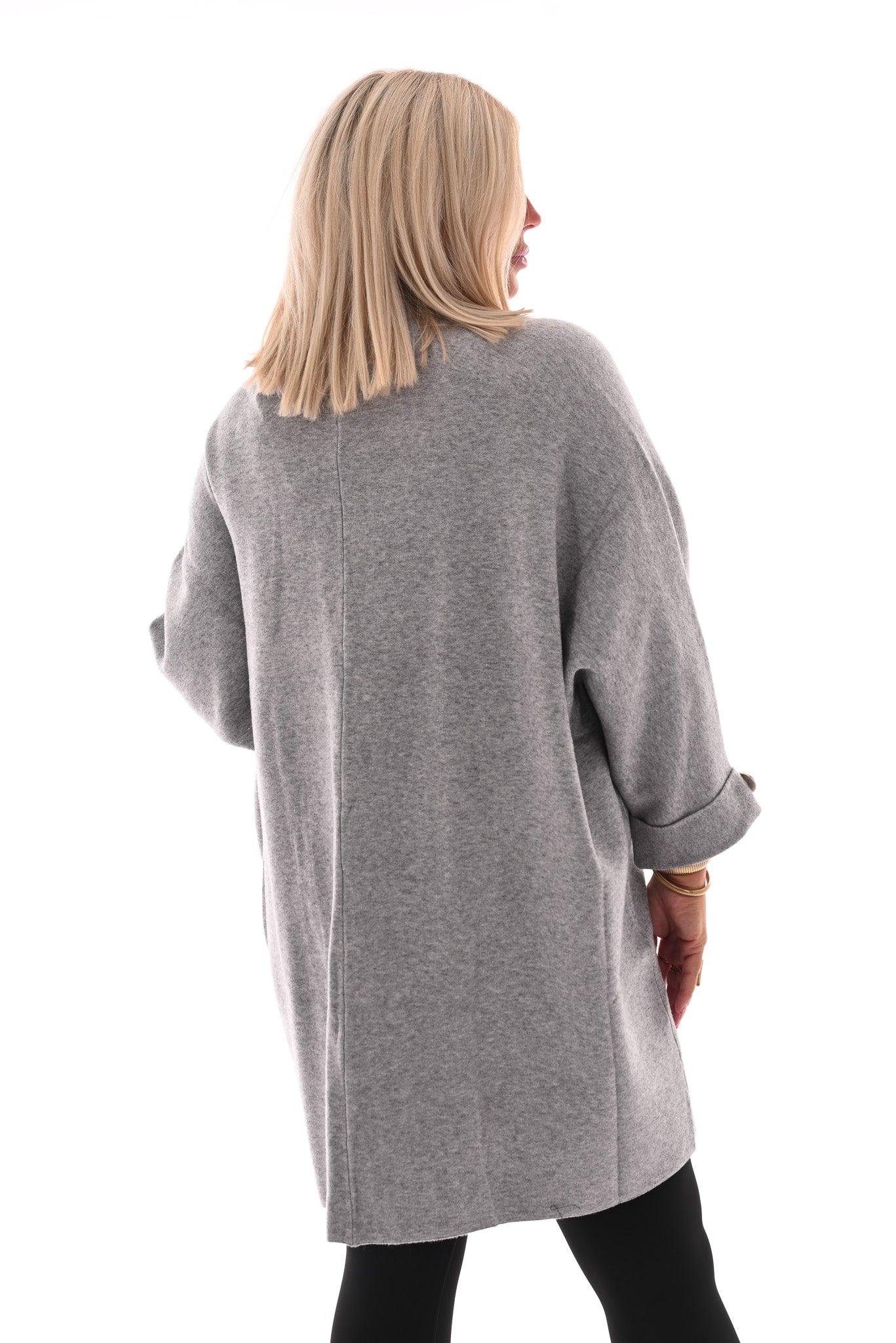Oversized vest v-hals en grote knopen grijs